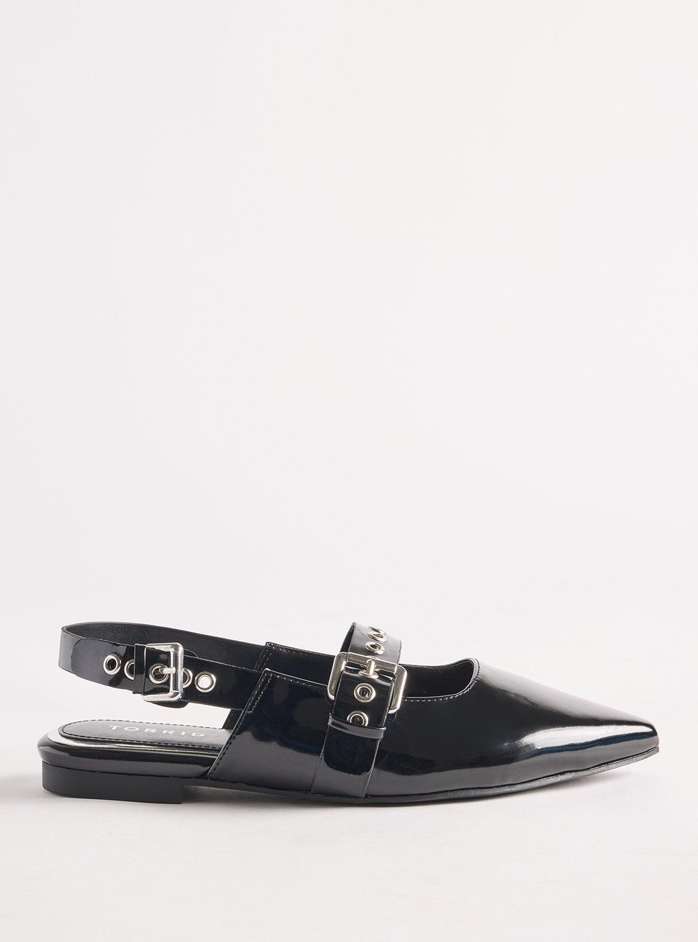 Plus Size Pointed Toe Slingback Flat (WW), BLACK, alternate