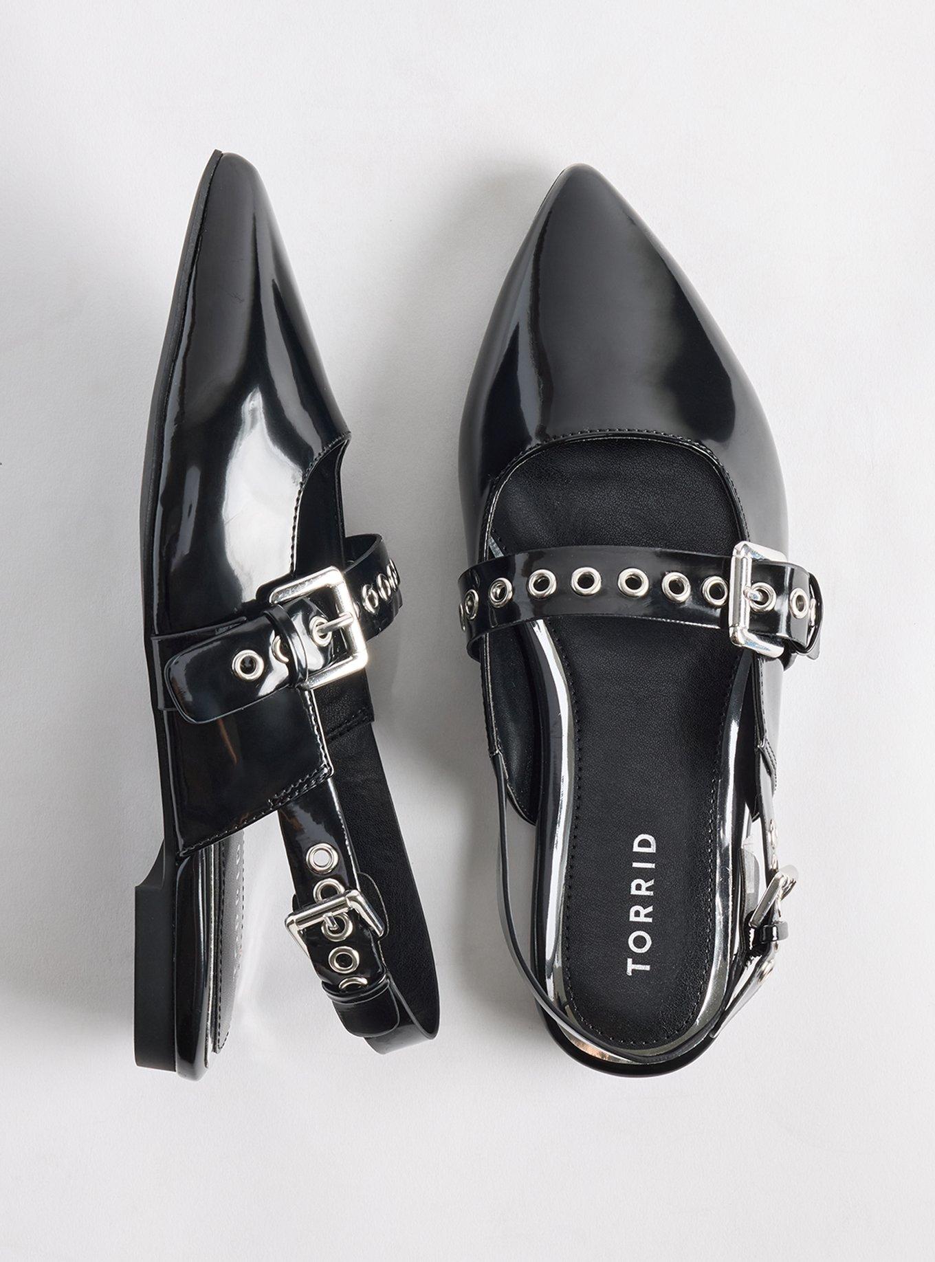 Plus Size Pointed Toe Slingback Flat (WW), BLACK, hi-res