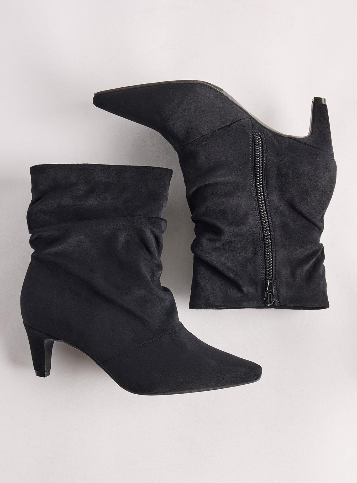 Slouch Kitten Heel Bootie (WW), BLACK, hi-res