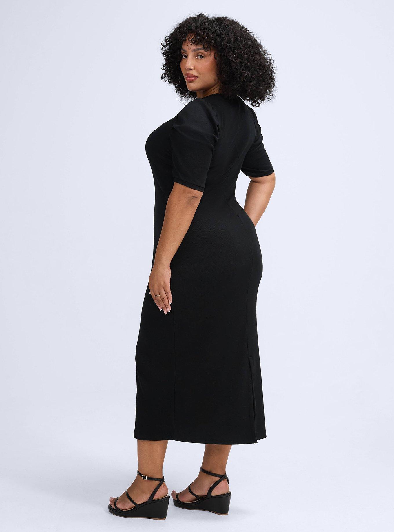 Belle Isle Ruched Sleeve Column Dress, DEEP BLACK, alternate