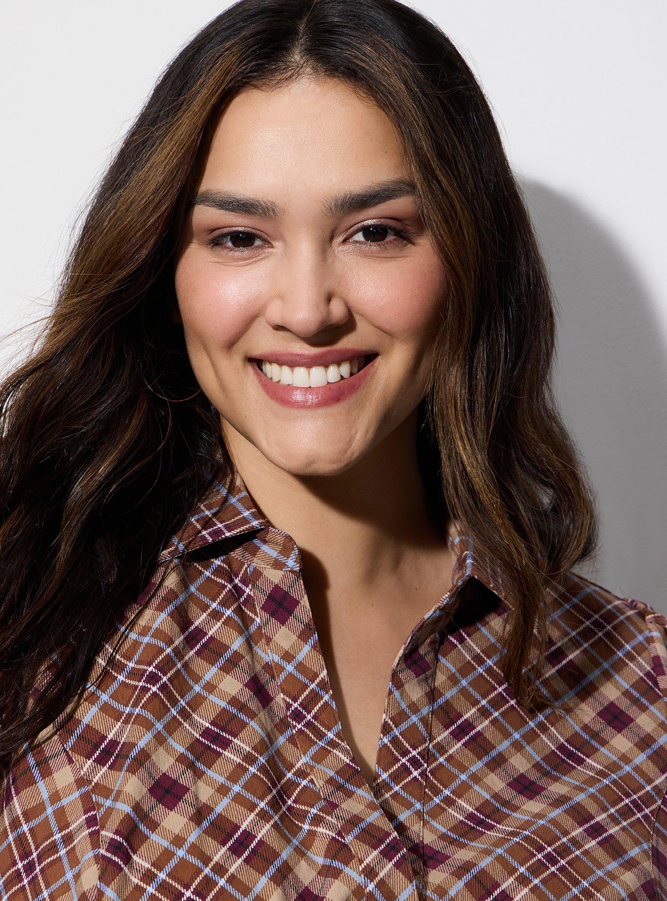 LoveSick Button-Down Top, GINGER PLAID MULTI, alternate