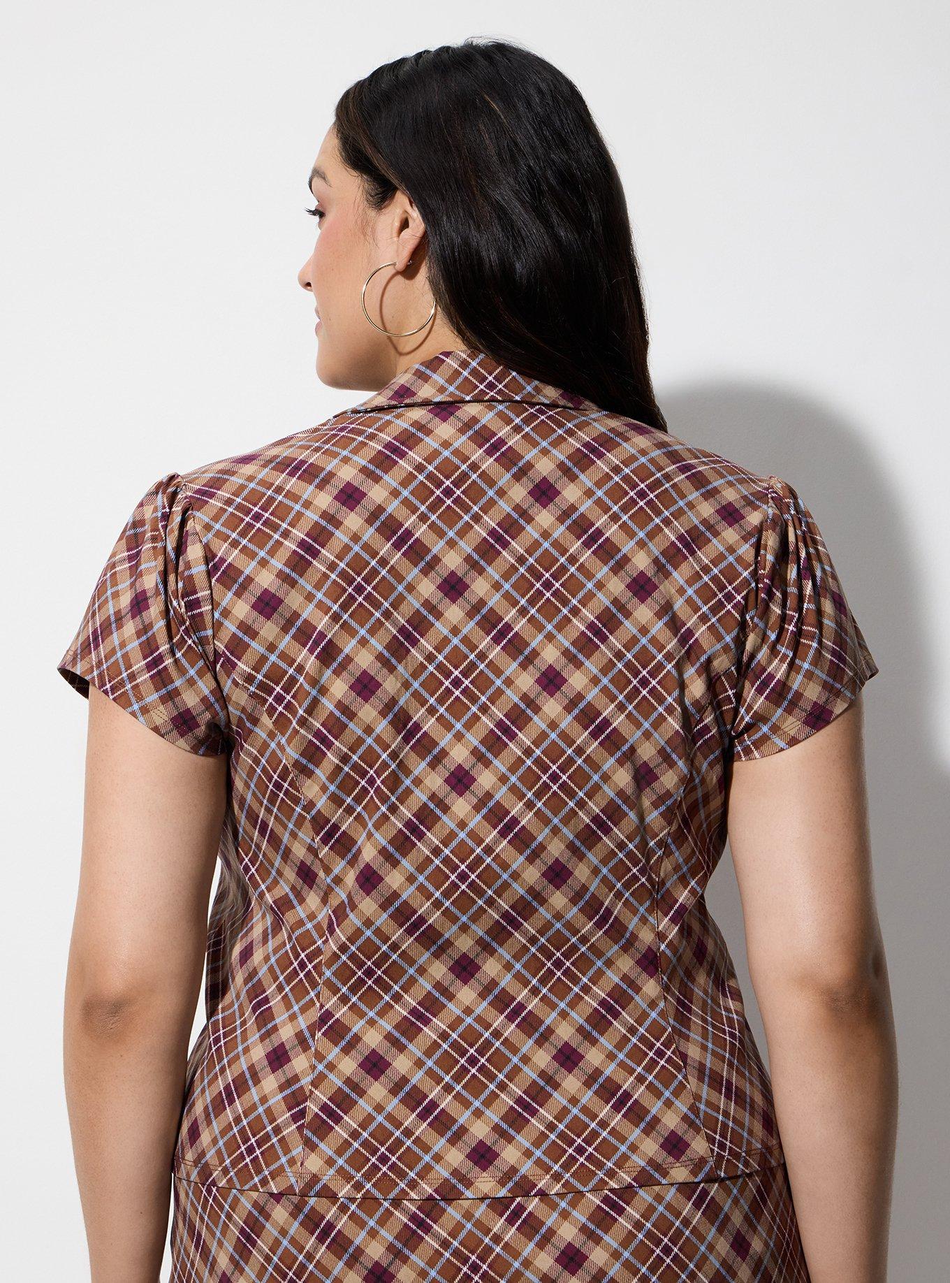 LoveSick Button-Down Top, GINGER PLAID MULTI, alternate