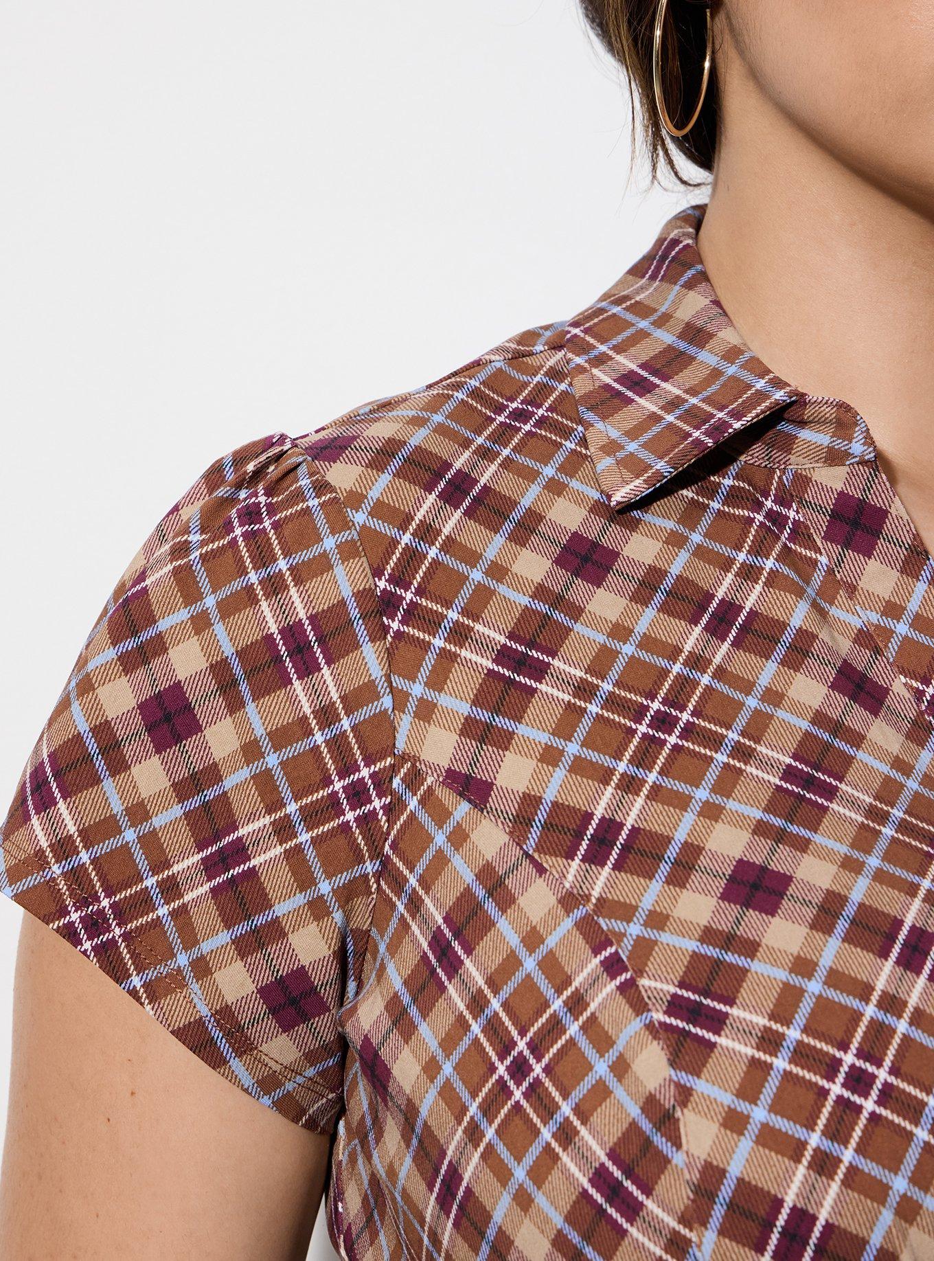 LoveSick Button-Down Top, GINGER PLAID MULTI, alternate