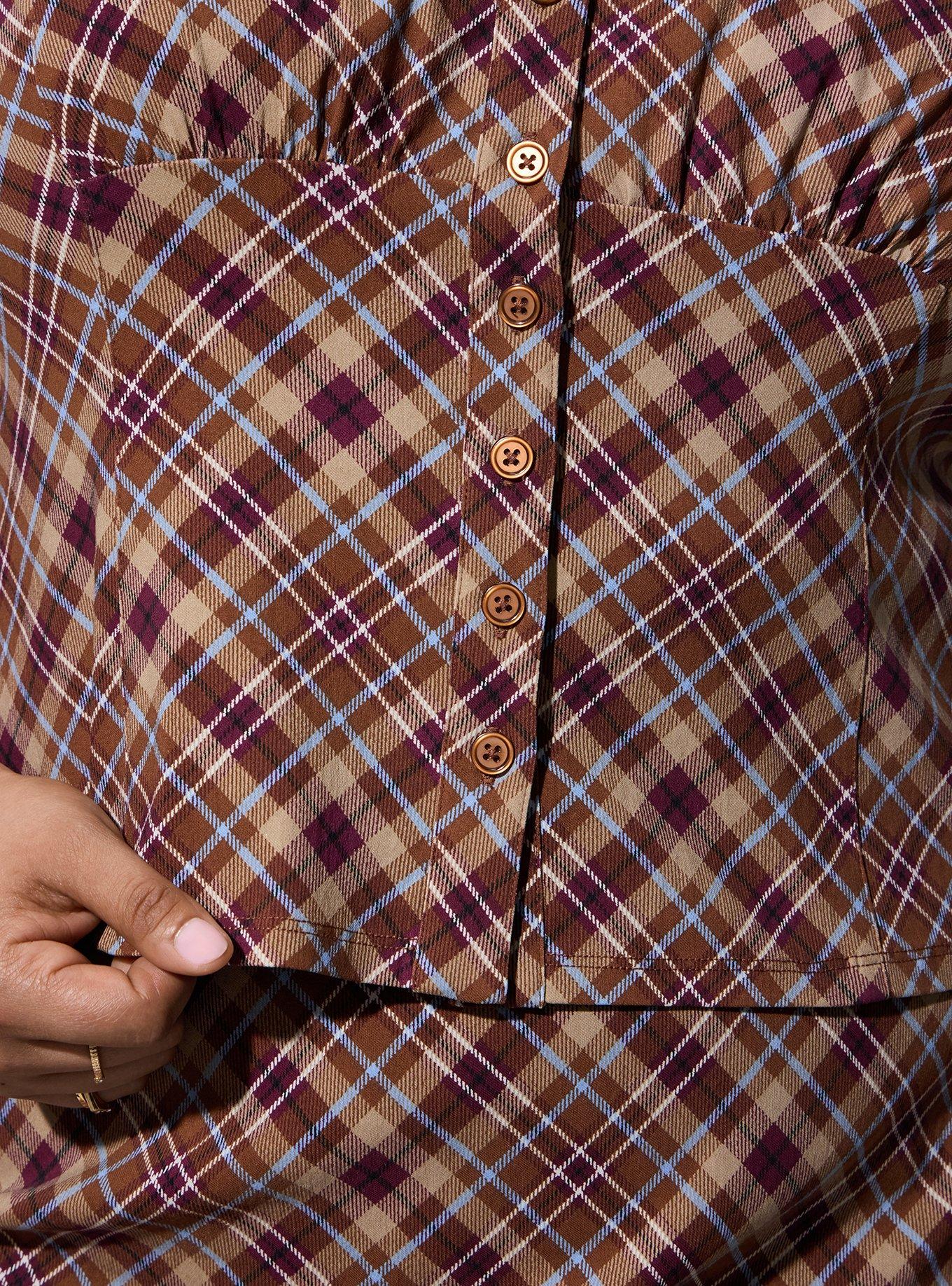 LoveSick Button-Down Top, GINGER PLAID MULTI, alternate