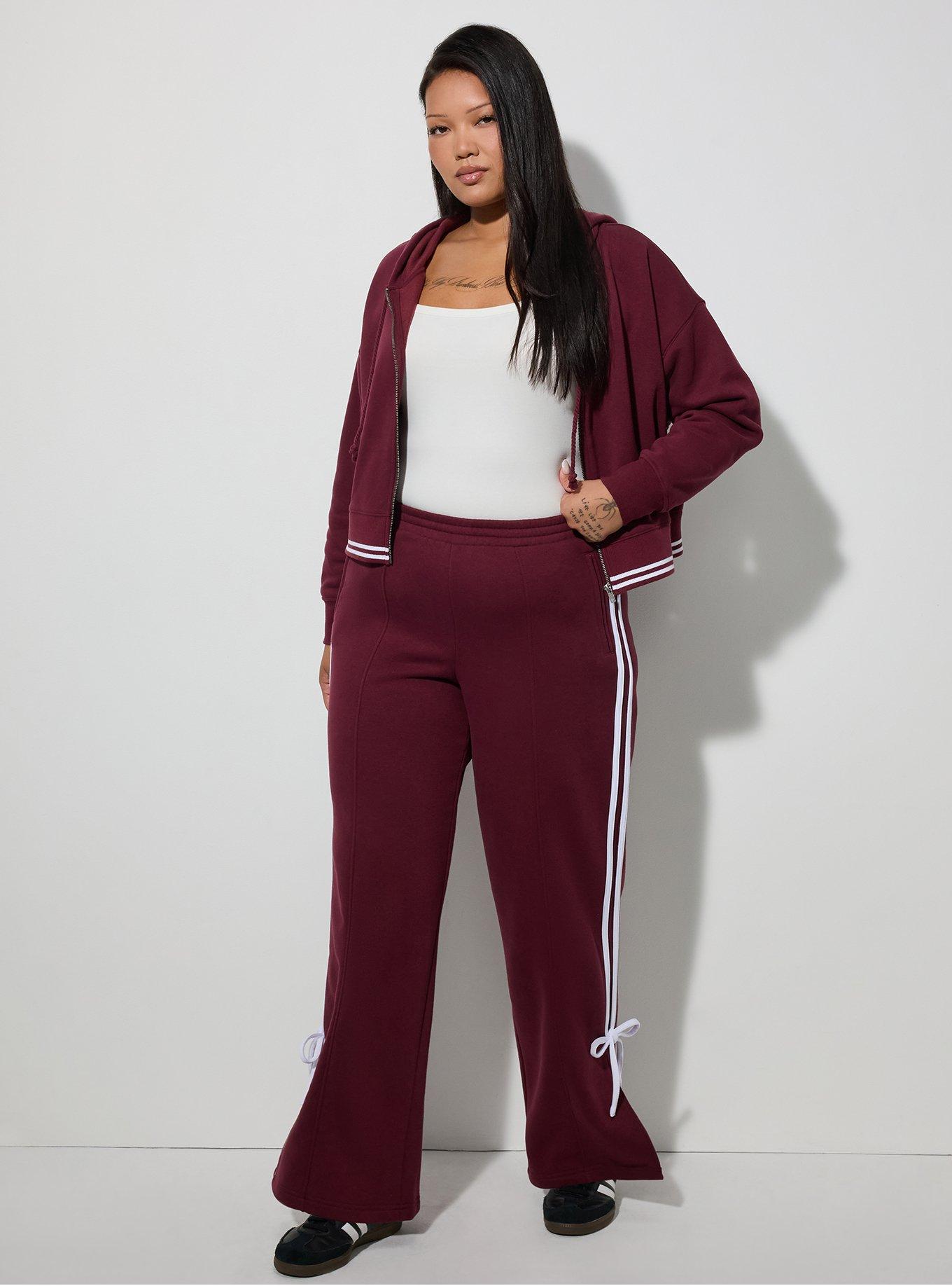 LoveSick Bow Trim Sweatpants, MAROON BANNER, hi-res