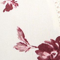 Gauze Babydoll Lace Up Top, ROSEY LIGHT FLORAL IVORY, swatch