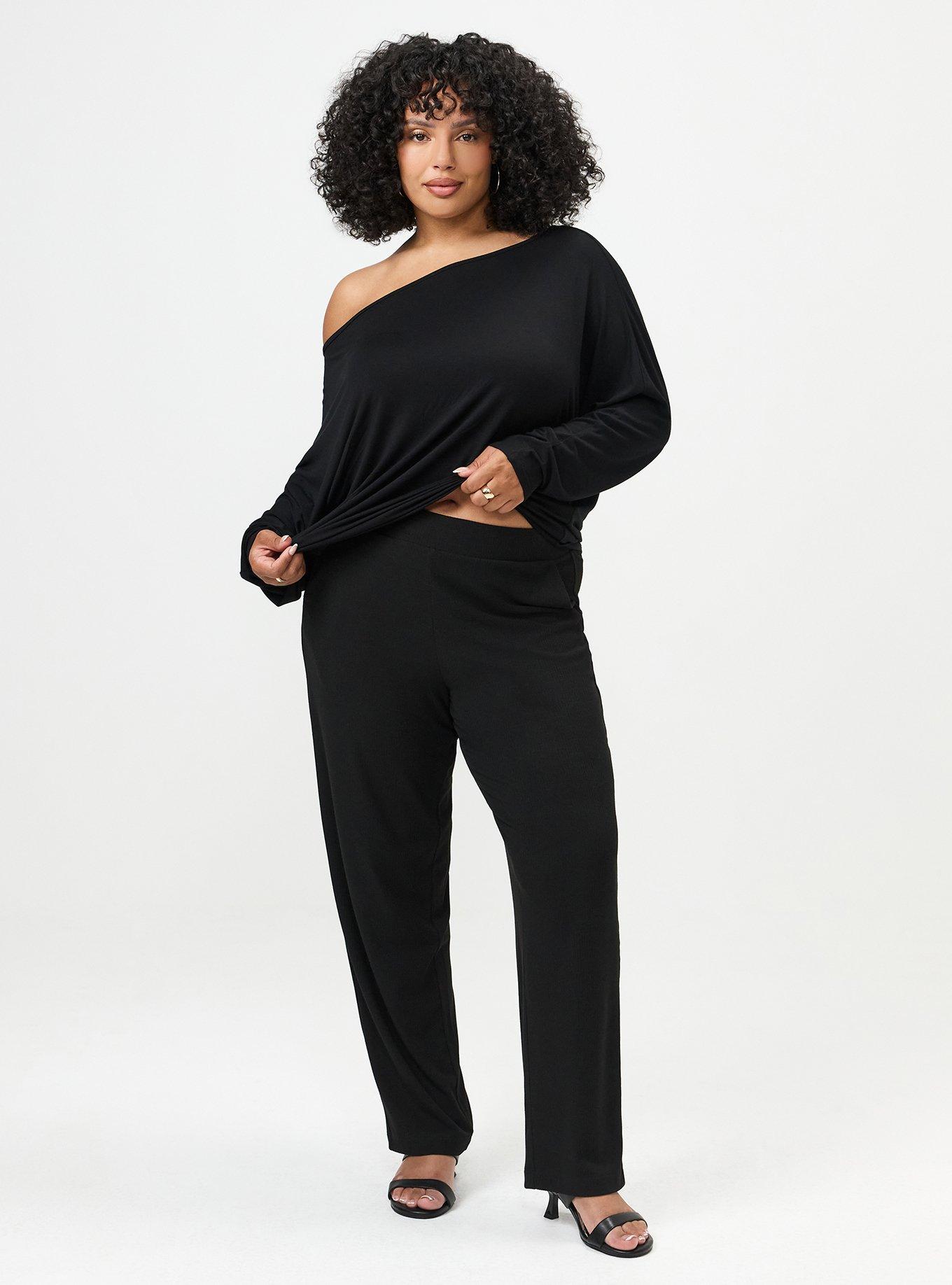 High-Rise Pull-On Straight Pant, DEEP BLACK, hi-res
