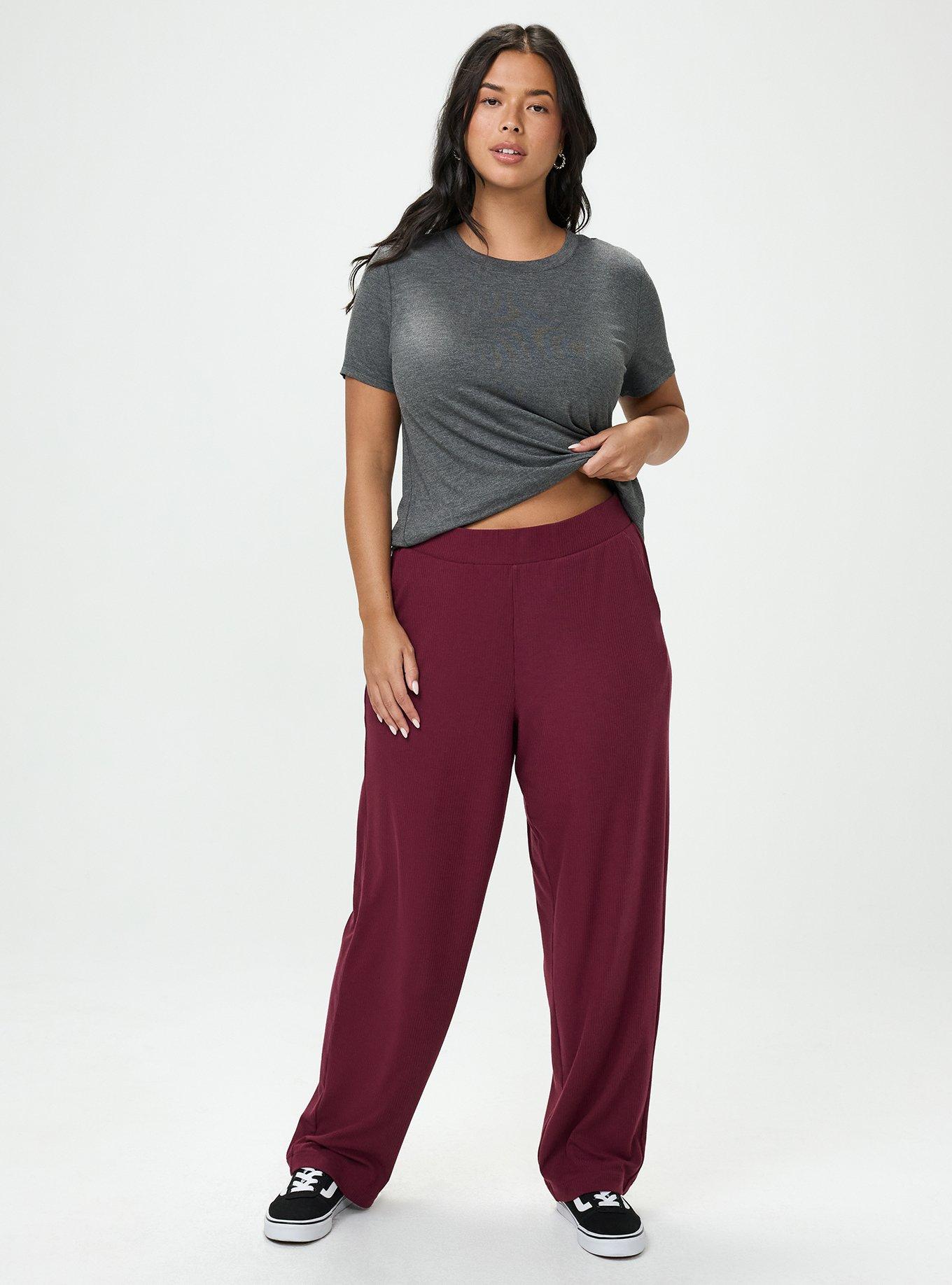 High-Rise Pull-On Straight Pant, MAROON BANNER, hi-res