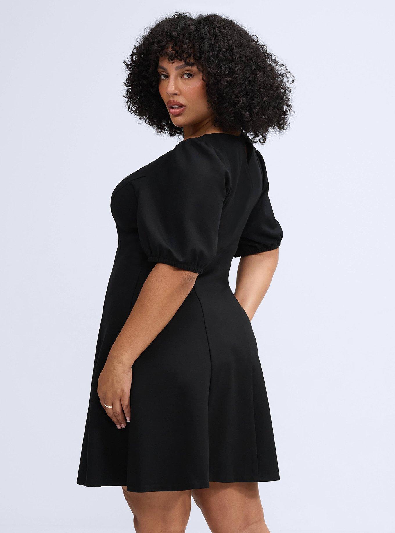 Belle Isle Fit & Flare V-Neck Mini Dress, DEEP BLACK, alternate