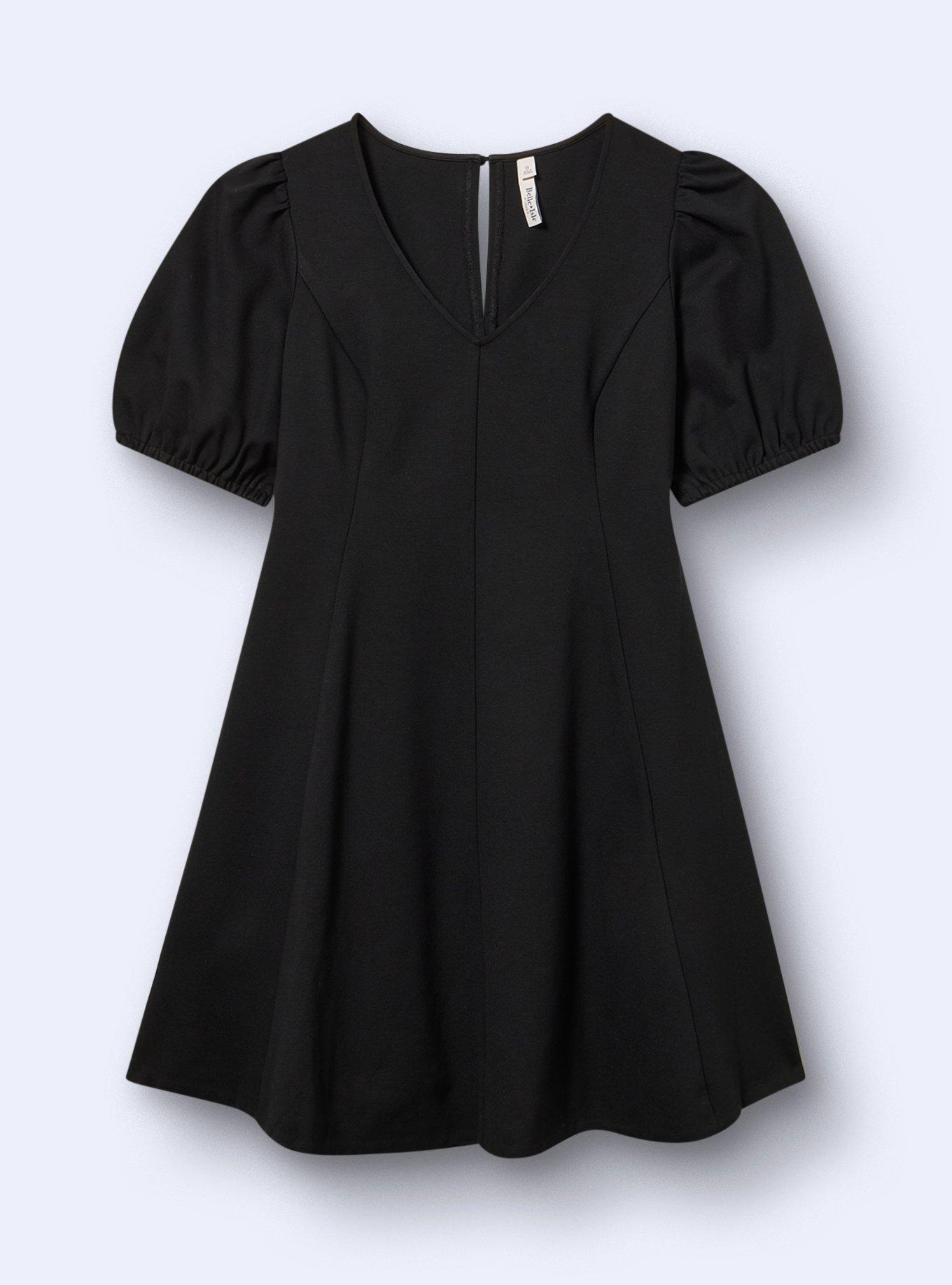 Belle Isle Fit & Flare V-Neck Mini Dress, DEEP BLACK, flat