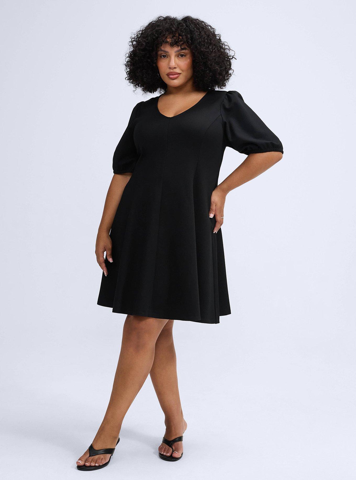 Belle Isle Fit & Flare V-Neck Mini Dress, DEEP BLACK, hi-res