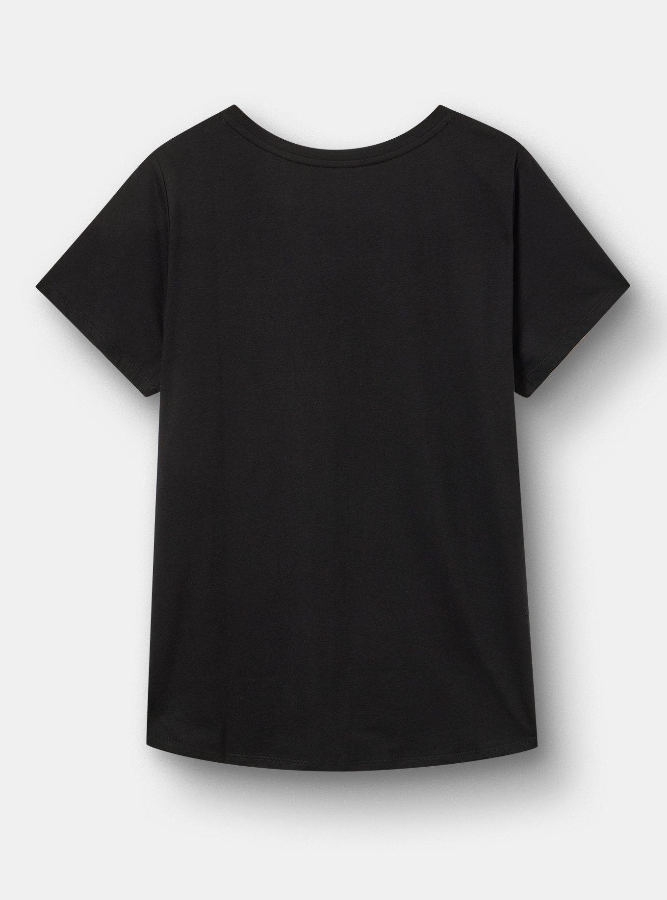 Plus Size Nirvana Classic Cotton V-Neck Tee, DEEP BLACK, alternate