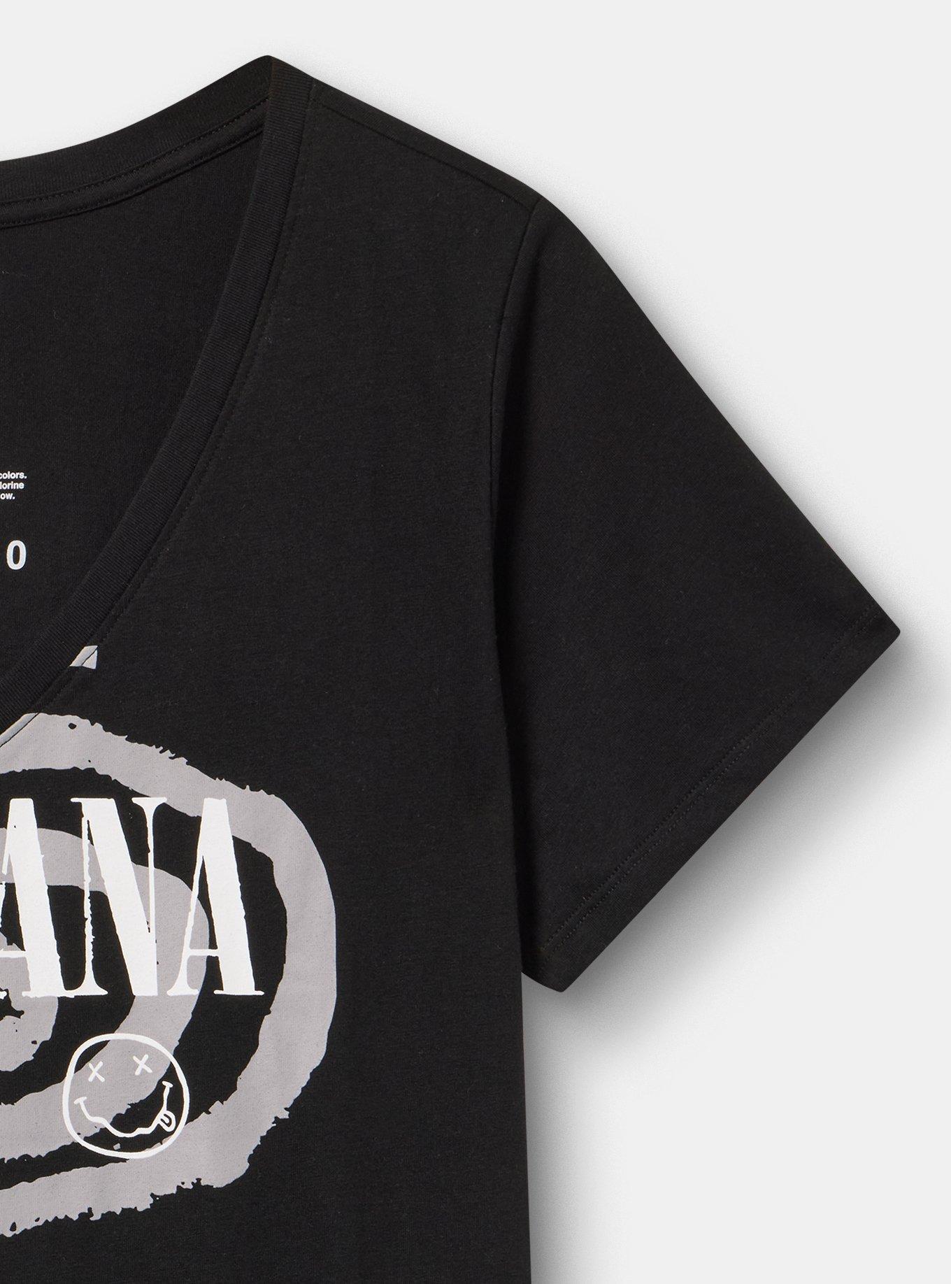 Plus Size Nirvana Classic Cotton V-Neck Tee, DEEP BLACK, alternate