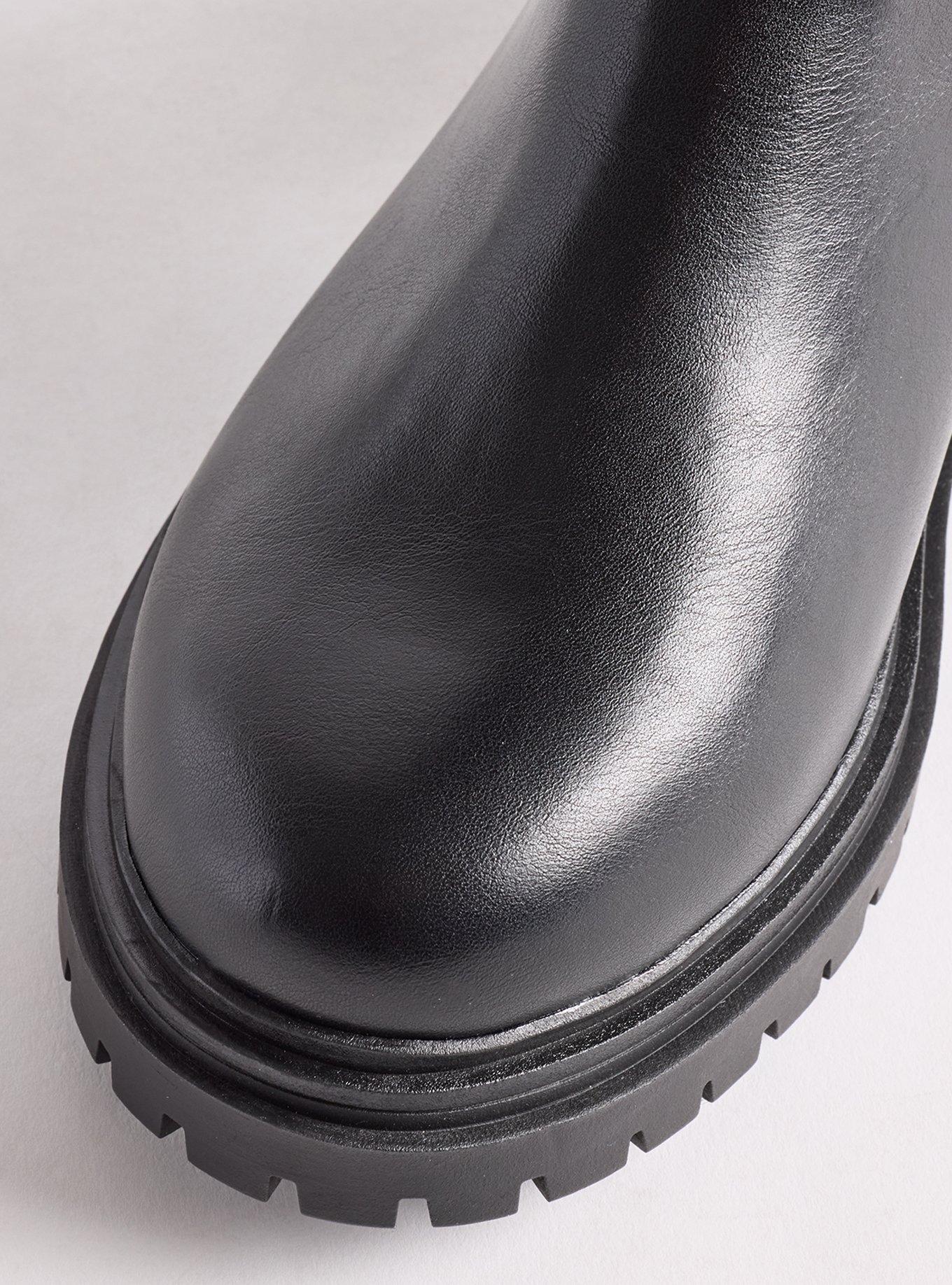 Lug Sole Stretch Back Knee Boot (WW), BLACK, alternate