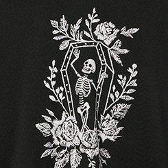 Plus Size Cozy Fleece Drop Shoulder Sweatshirt, DELICATE COFFIN DEEP BLACK, swatch