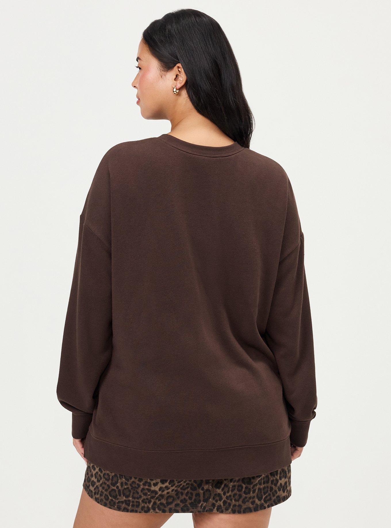 Cozy Fleece Drop Shoulder Sweatshirt, WILD HORSES JAVA, alternate