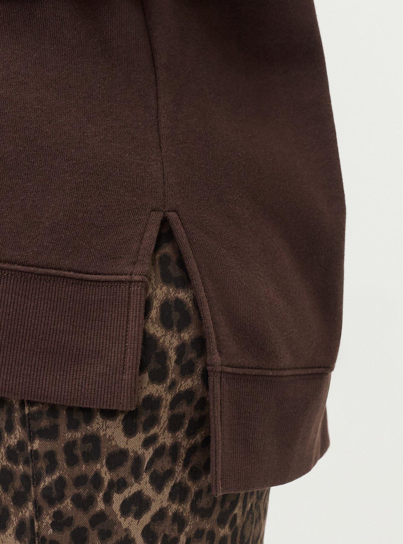 Cozy Fleece Drop Shoulder Sweatshirt, WILD HORSES JAVA, alternate