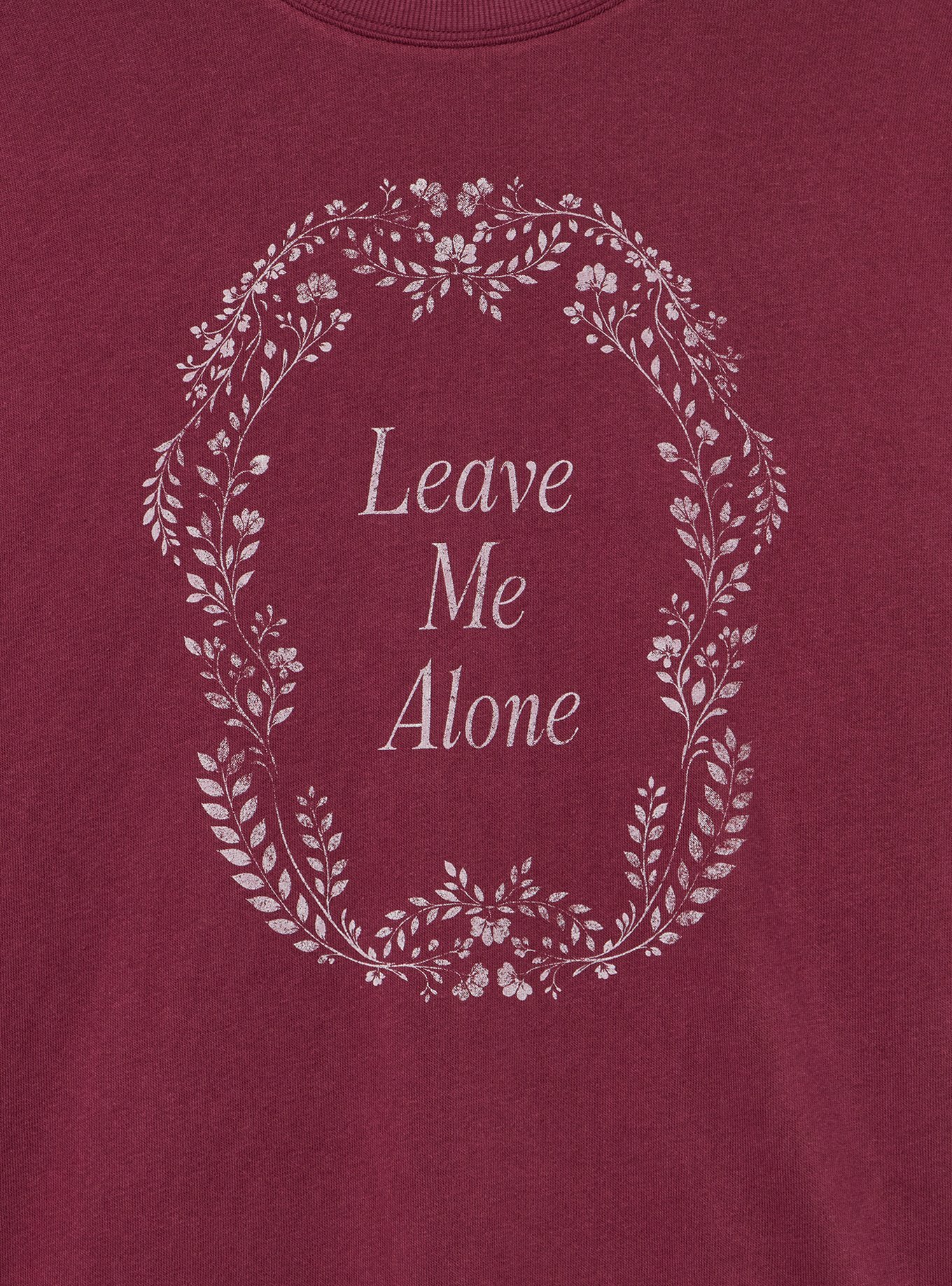Plus Size Cozy Fleece Drop Shoulder Sweatshirt, LEAVE ME ALONE MAROON BANNER, alternate