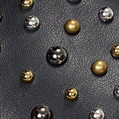 Plus Size Studded Relaxed Faux Leather Moto Jacket, DEEP BLACK, swatch