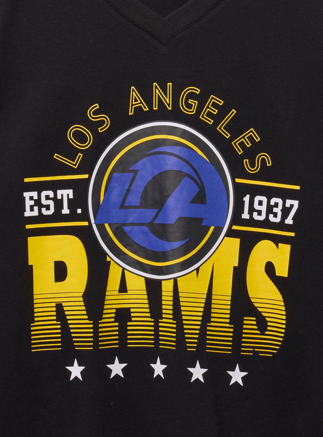 NFL Los Angeles Rams Relaxed Fit V-Neck Tee, DEEP BLACK, alternate
