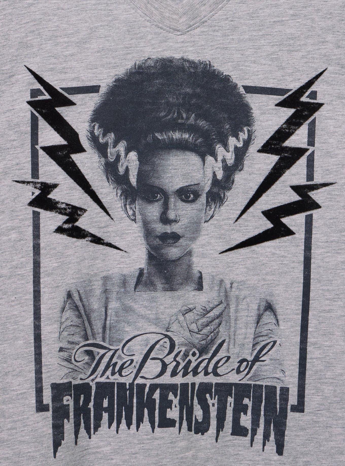 Universal Bride of Frankenstein Classic Cotton V-Neck Tee, BRIDE OF FRANKENSTEIN LT HEATHER GREY, alternate