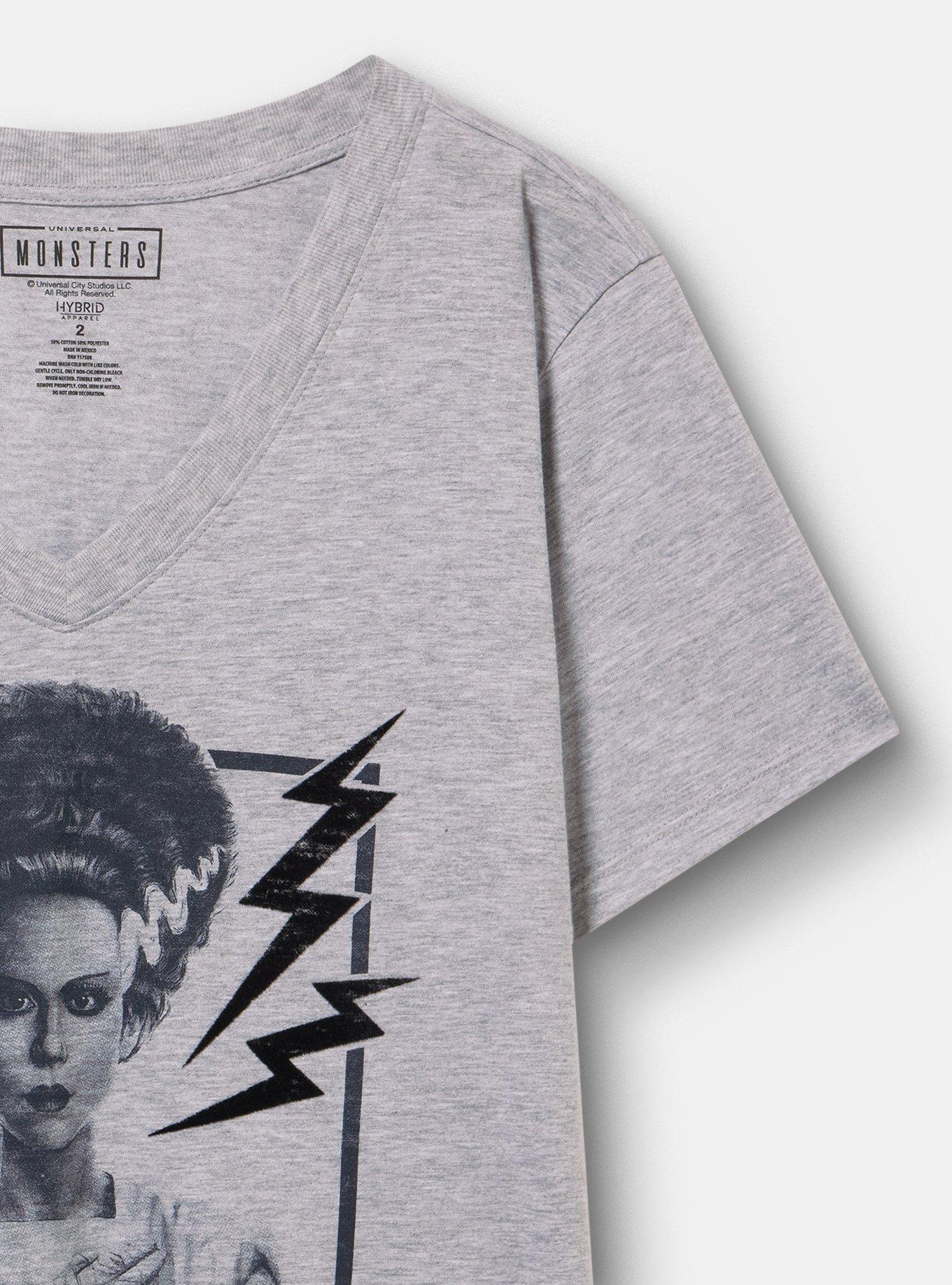 Universal Bride of Frankenstein Classic Cotton V-Neck Tee, BRIDE OF FRANKENSTEIN LT HEATHER GREY, alternate
