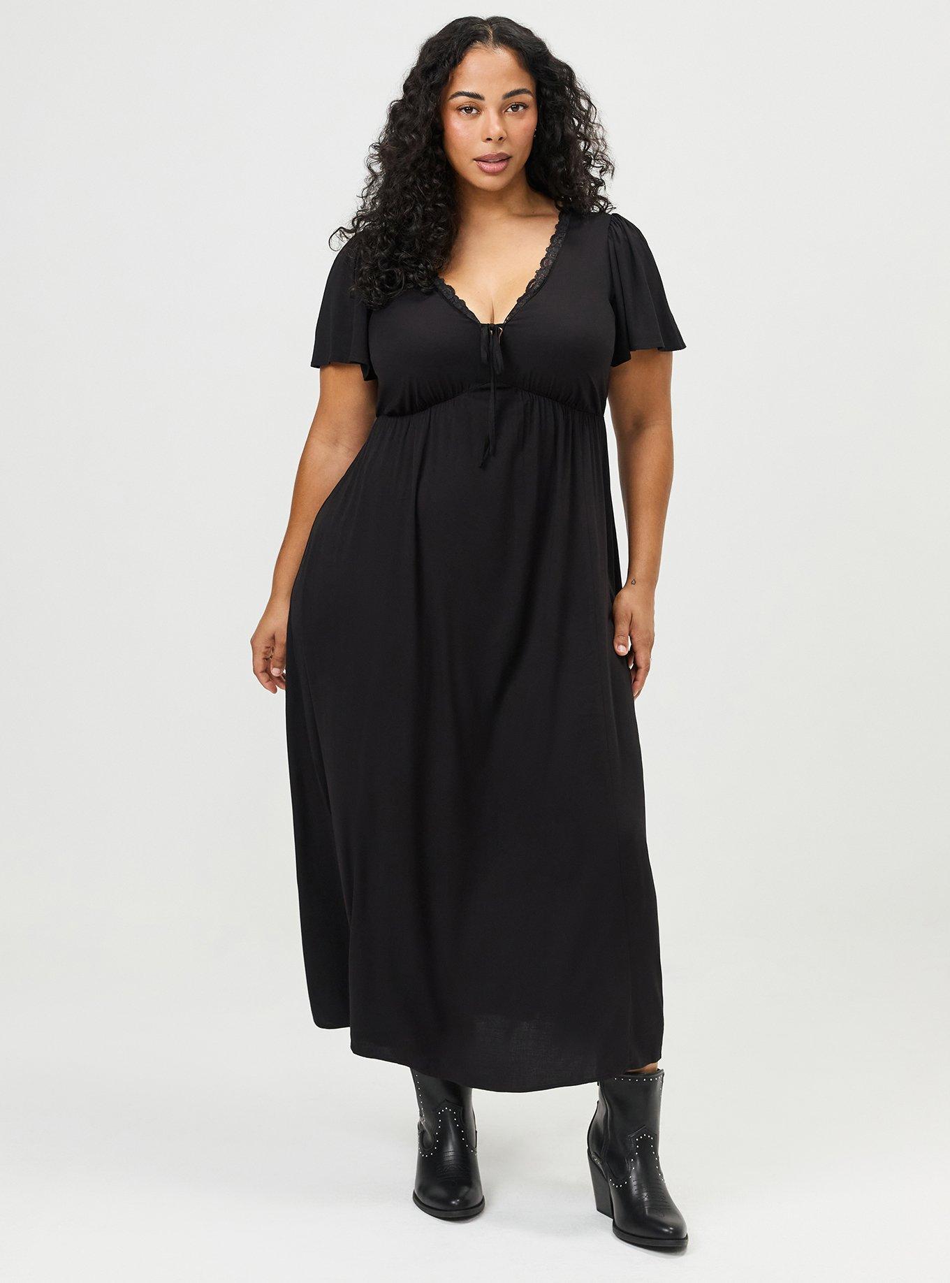 Fit & Flare Maxi Dress, DEEP BLACK, alternate