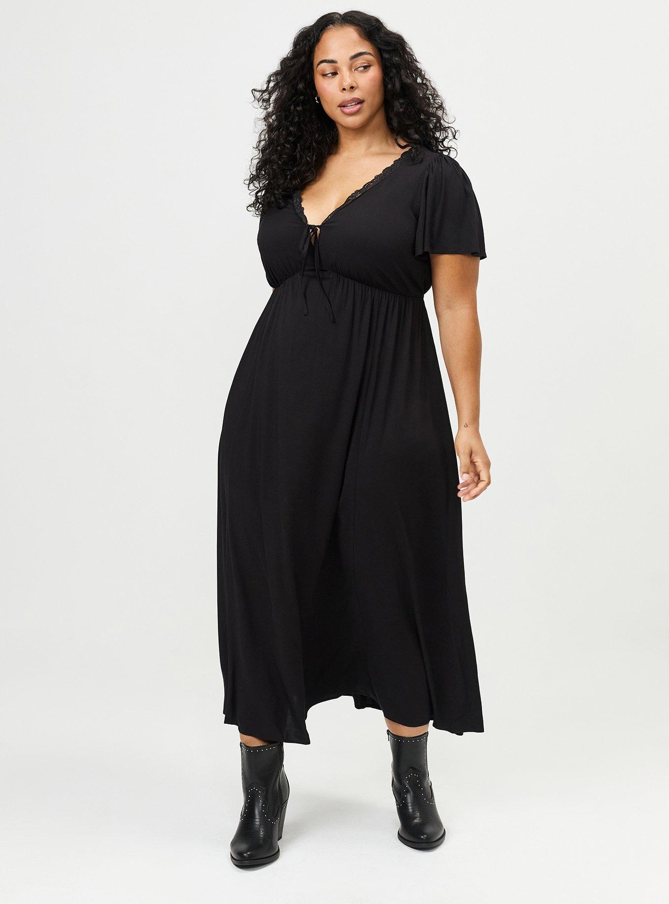 Fit & Flare Maxi Dress, DEEP BLACK, hi-res
