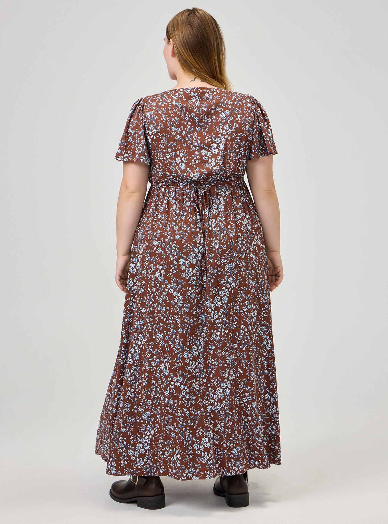 Fit & Flare Maxi Dress, POSIES FLORAL BROWN, alternate