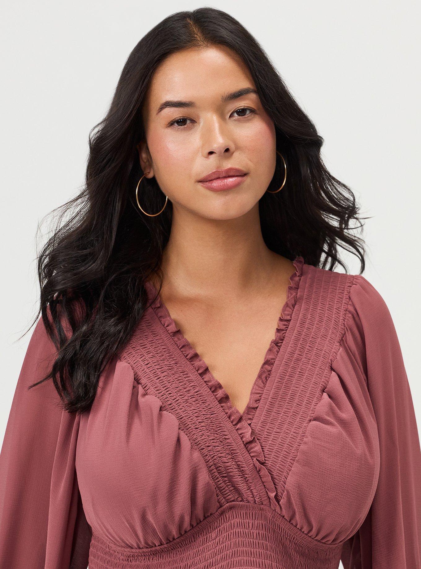 Plus Size Chiffon Long Sleeve Mini Dress, WILD GINGER, alternate