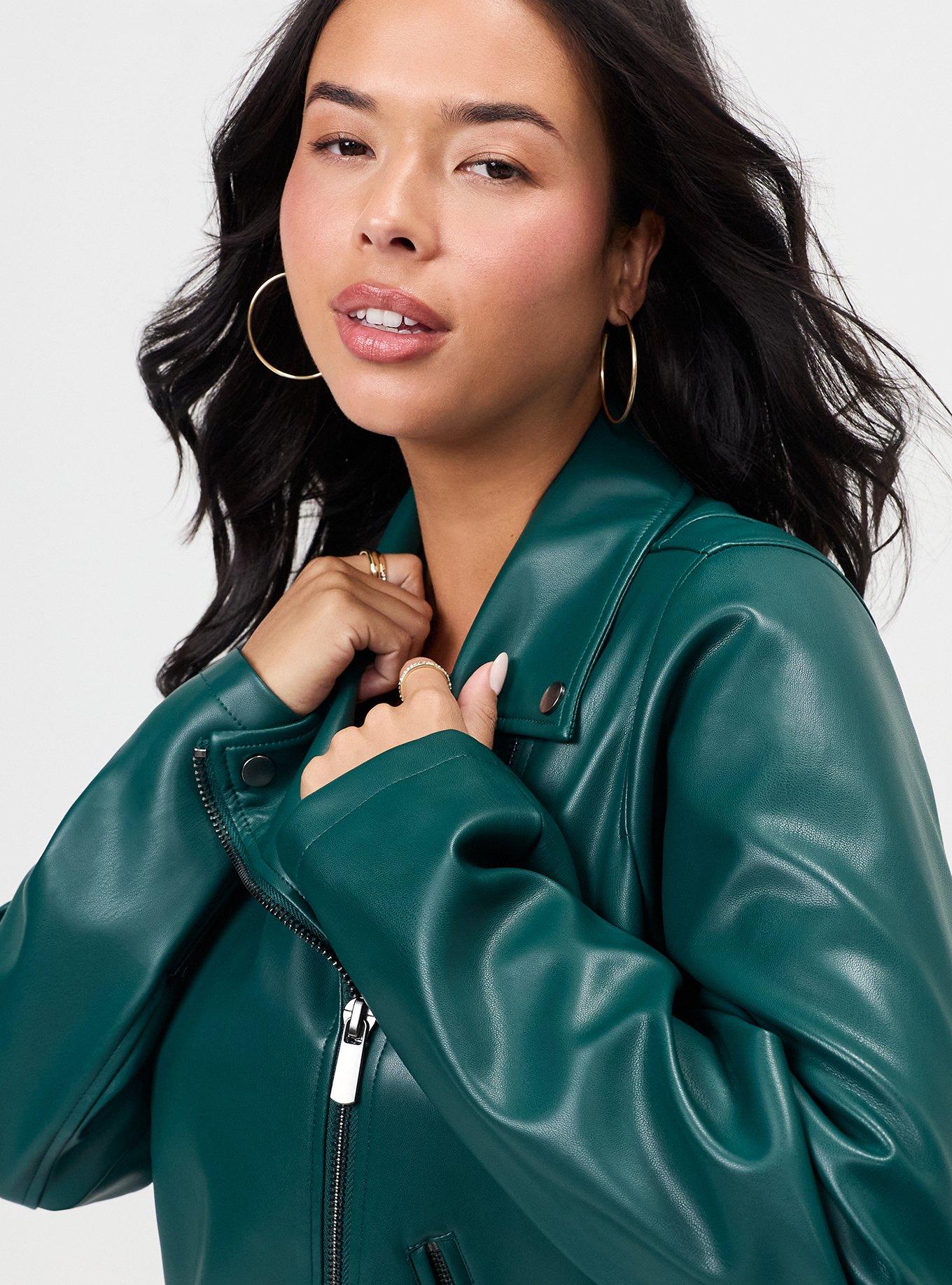 Classic Faux Leather Moto Jacket, BOTANICAL GARDEN, alternate