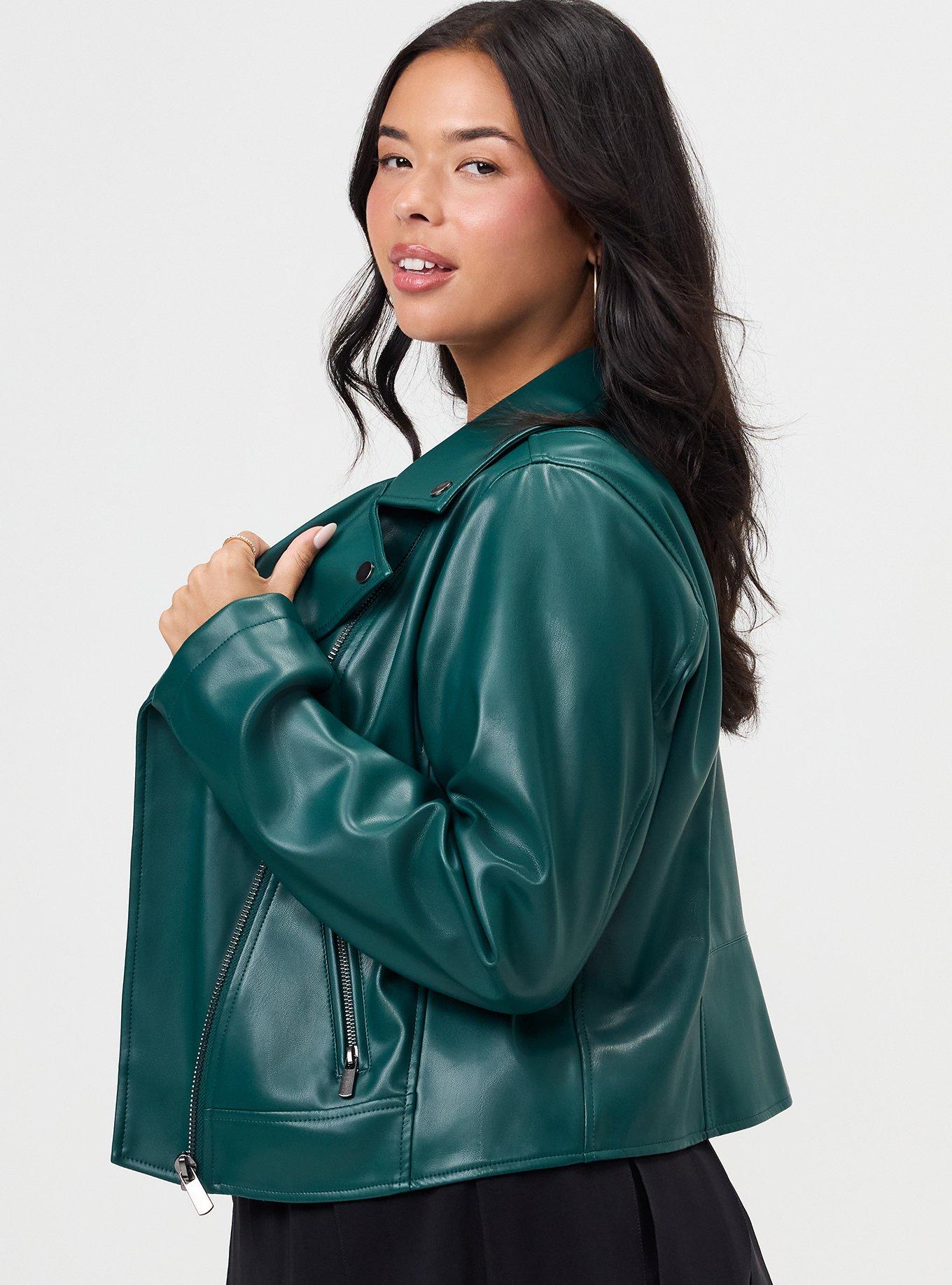 Classic Faux Leather Moto Jacket, BOTANICAL GARDEN, alternate