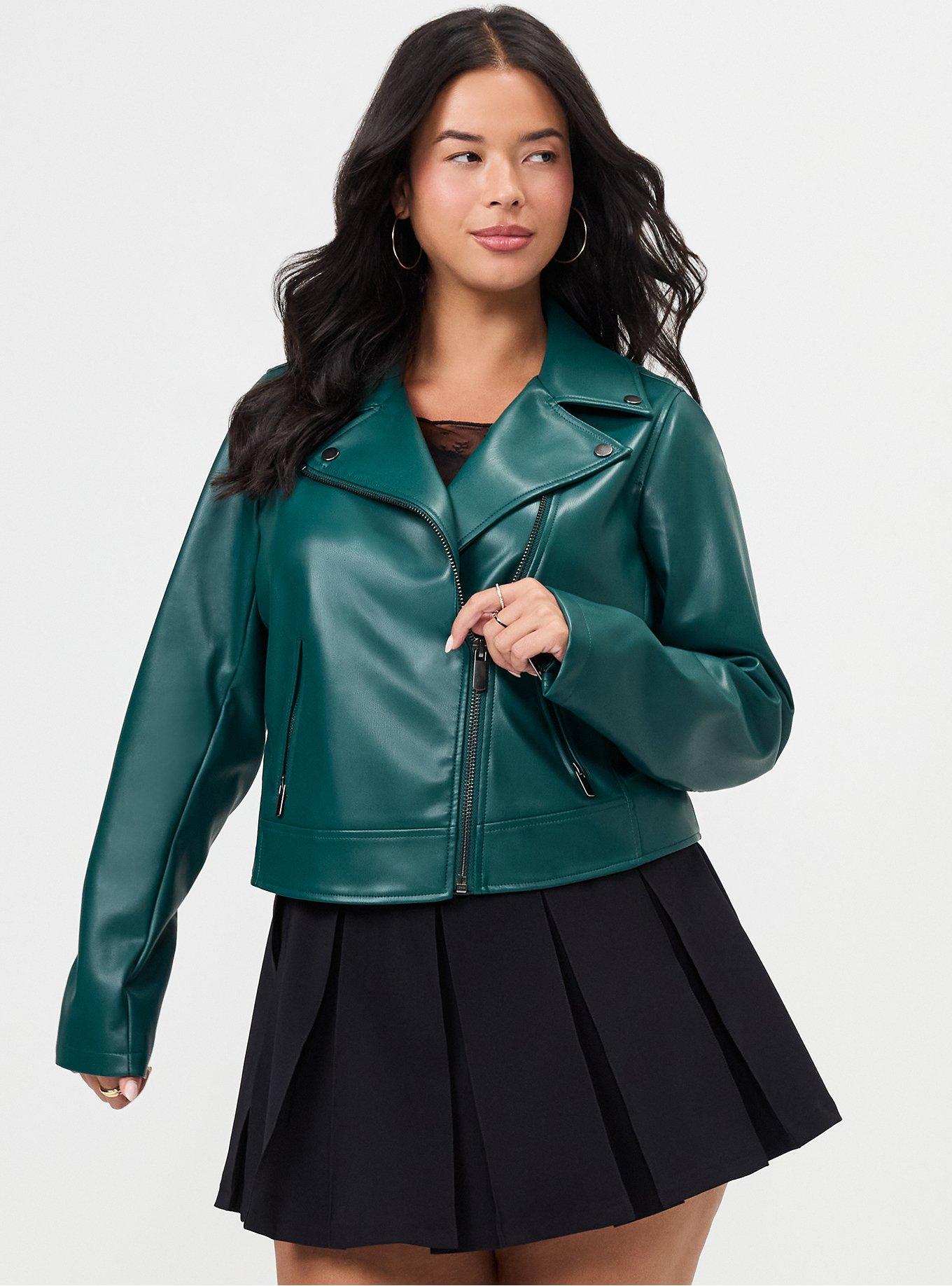 Classic Faux Leather Moto Jacket, BOTANICAL GARDEN, hi-res