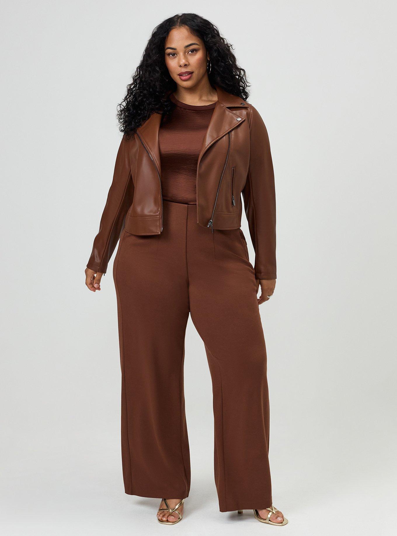 Classic Faux Leather Moto Jacket, CAPPUCCINO, alternate