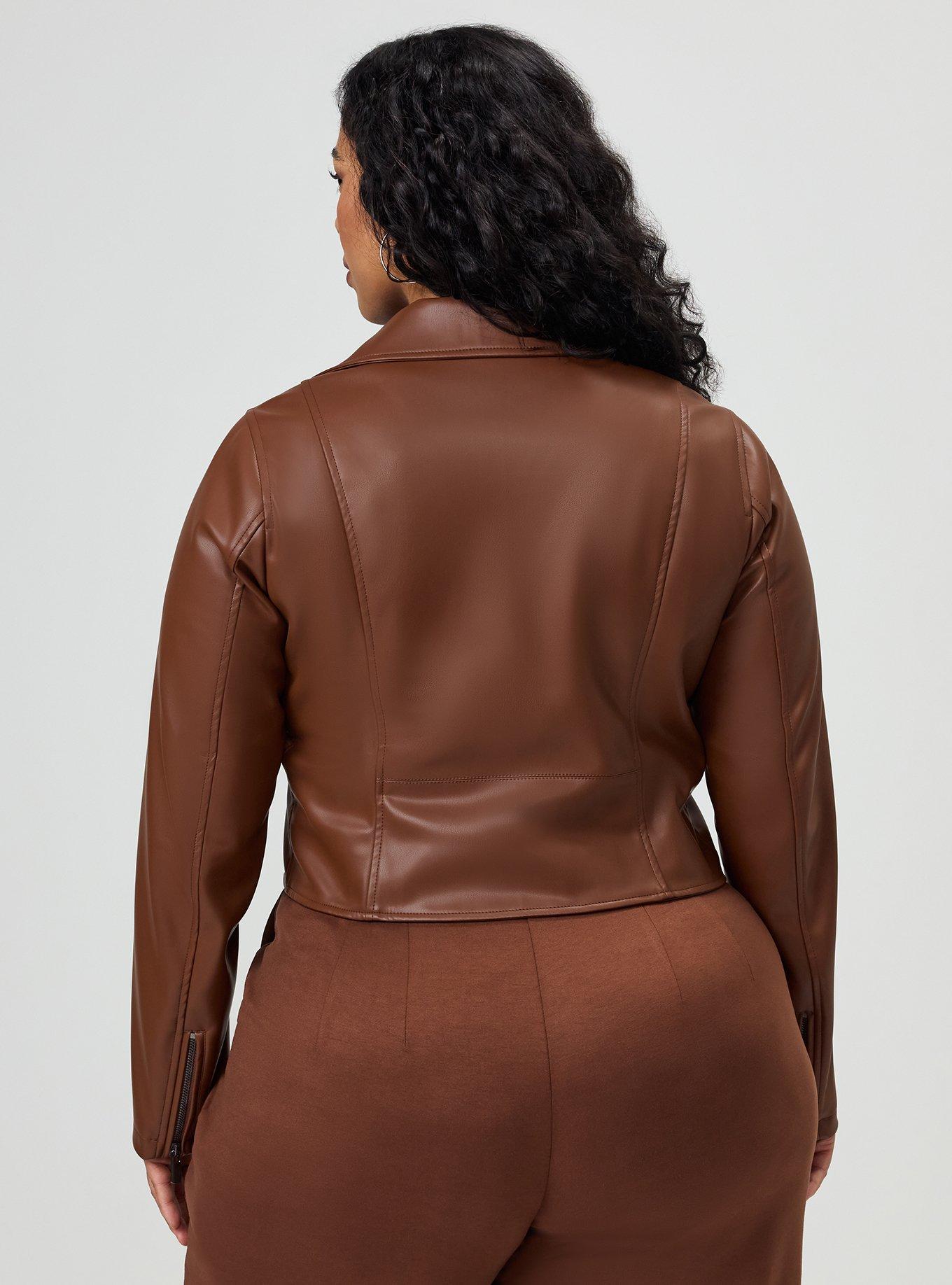 Classic Faux Leather Moto Jacket, CAPPUCCINO, alternate