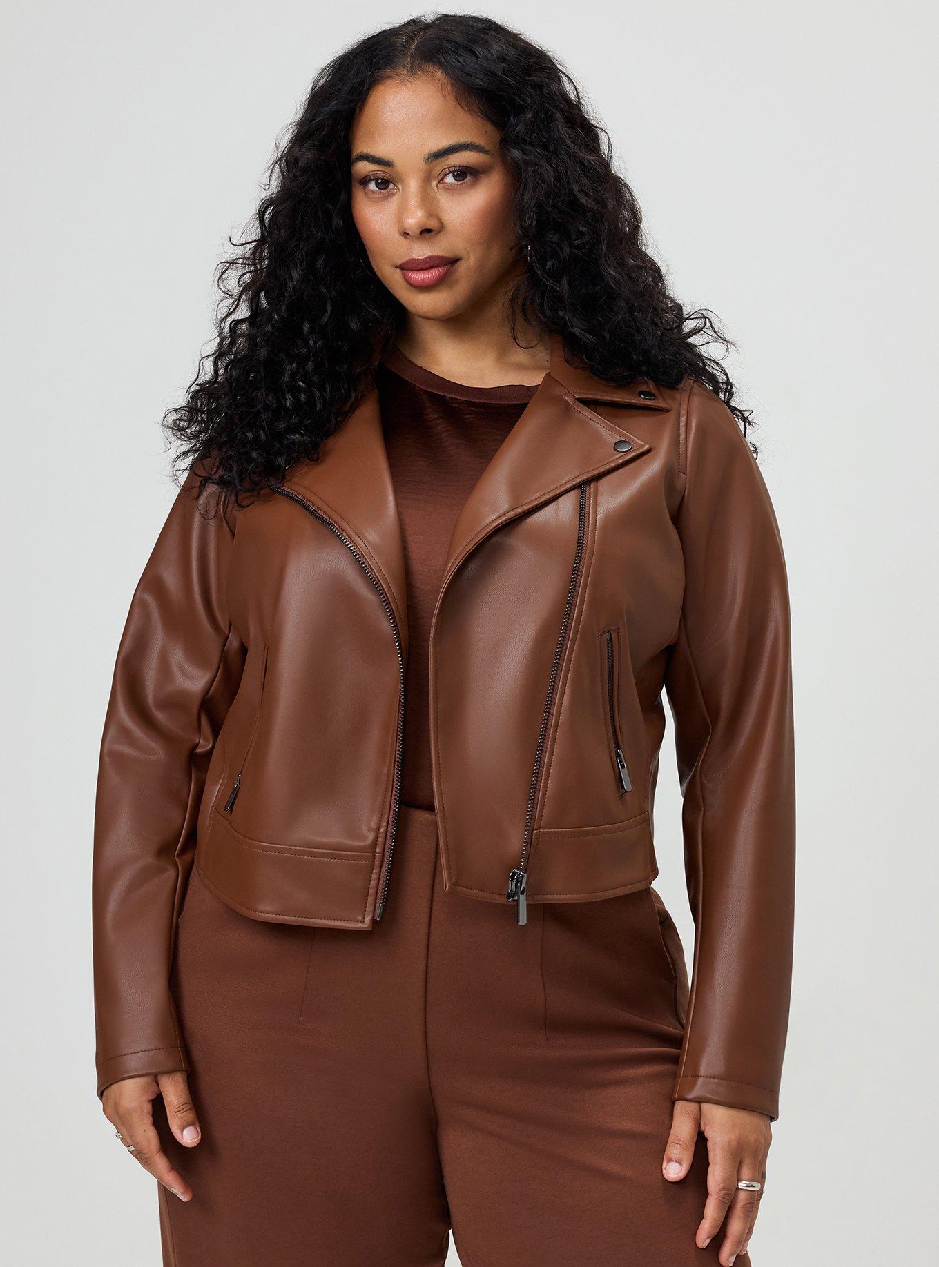 Classic Faux Leather Moto Jacket, CAPPUCCINO, hi-res