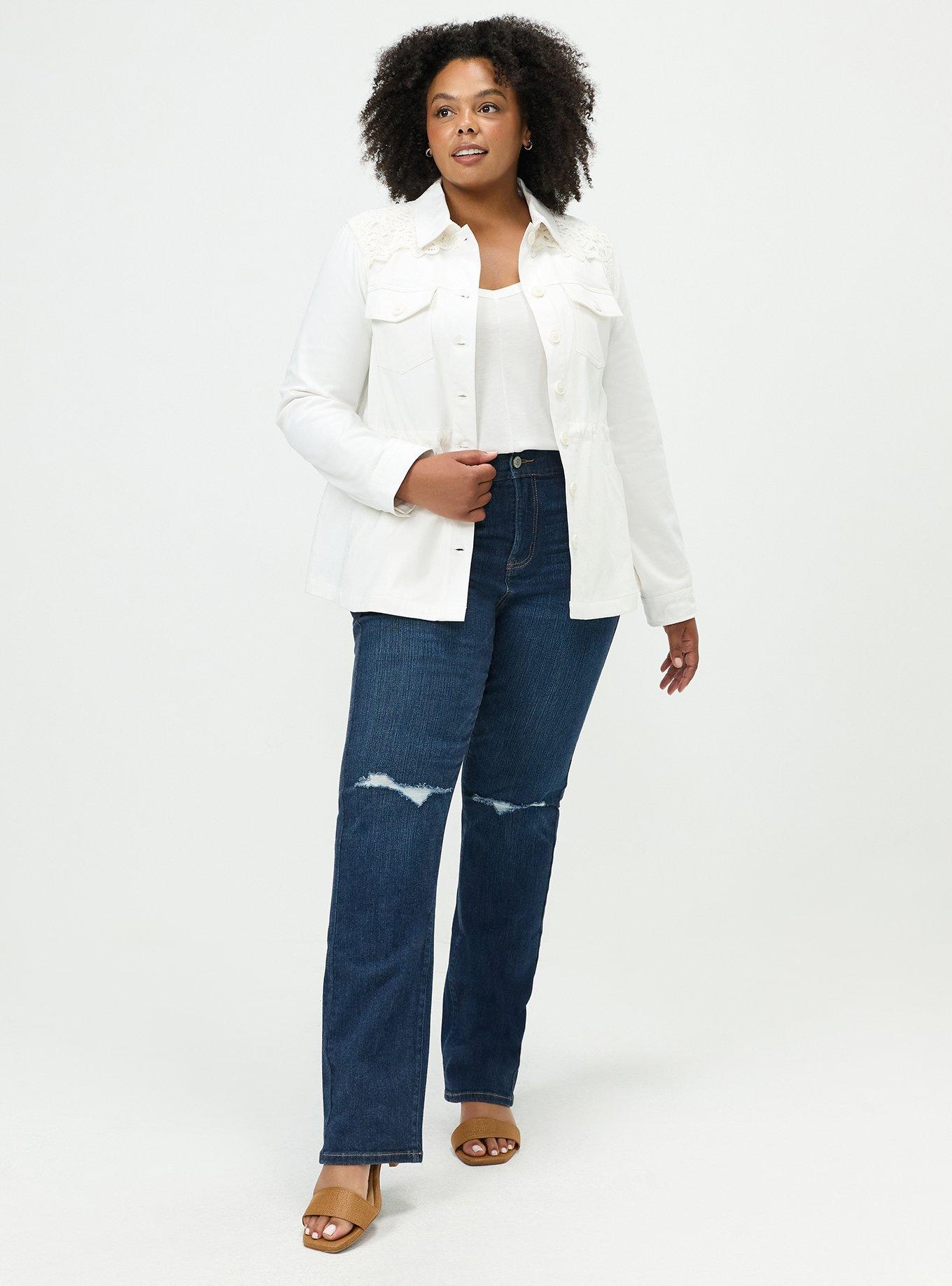 Plus Size Crochet Twill Anorak Jacket, WHISPER WHITE, alternate