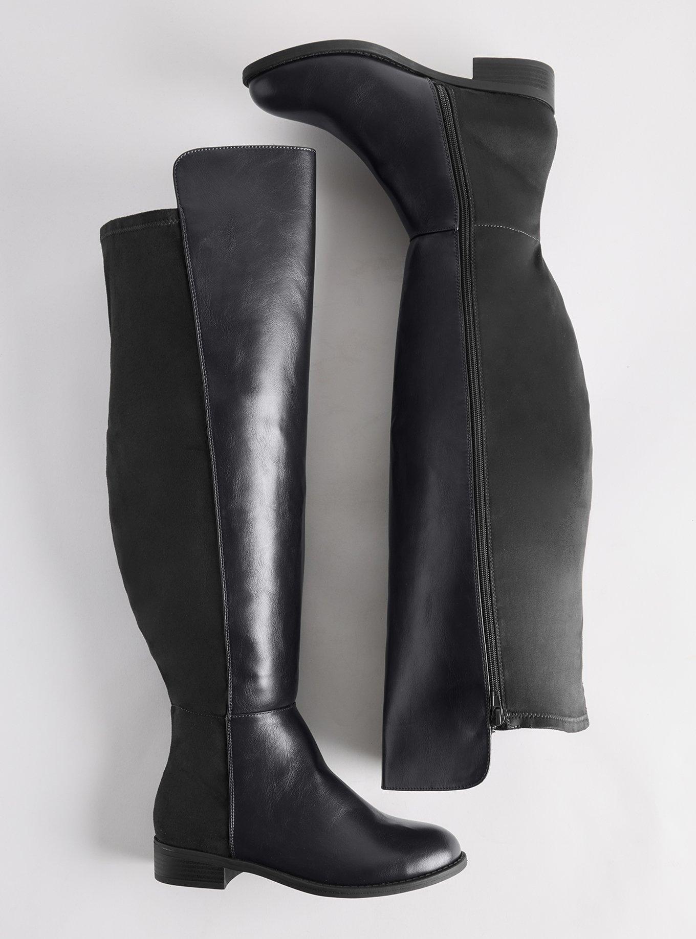 Plus Size Stretch Back Over the Knee Boot (WW), BLACK, hi-res