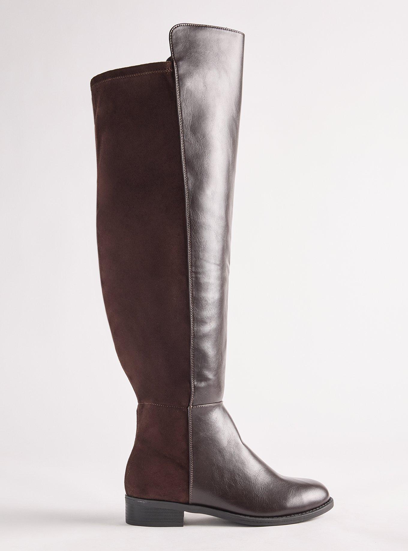 Plus Size Stretch Back Over the Knee Boot (WW), DARK BROWN, alternate