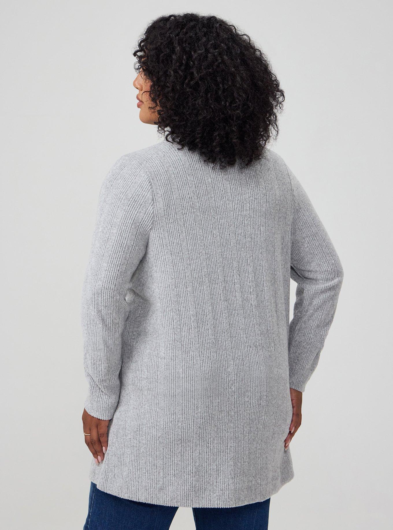 Hacci Open Front Cardigan, HEATHER GREY HACCI, alternate