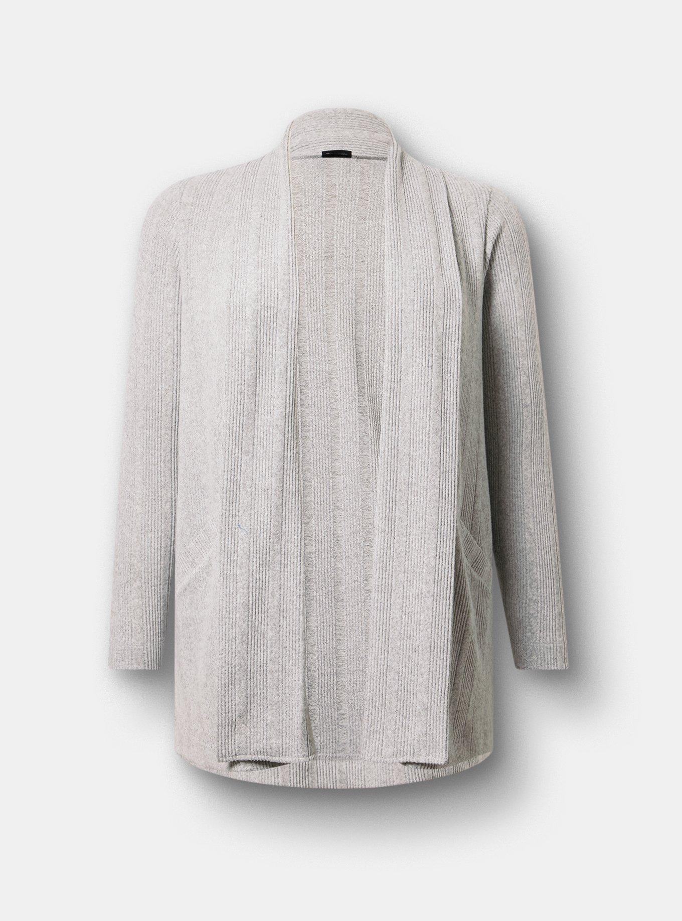 Hacci Open Front Cardigan, HEATHER GREY HACCI, flat