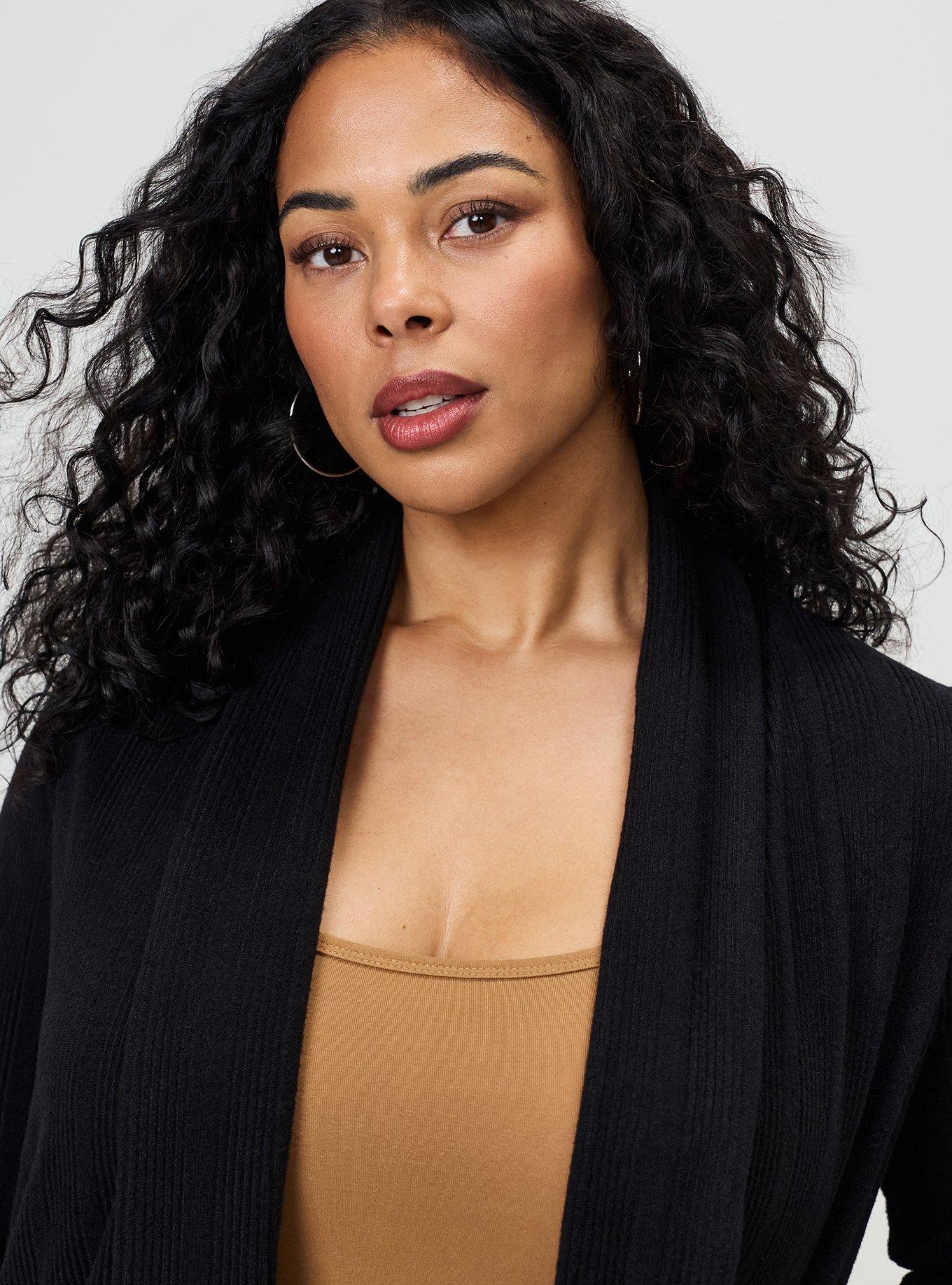 Hacci Open Front Cardigan, DEEP BLACK HACCI, alternate