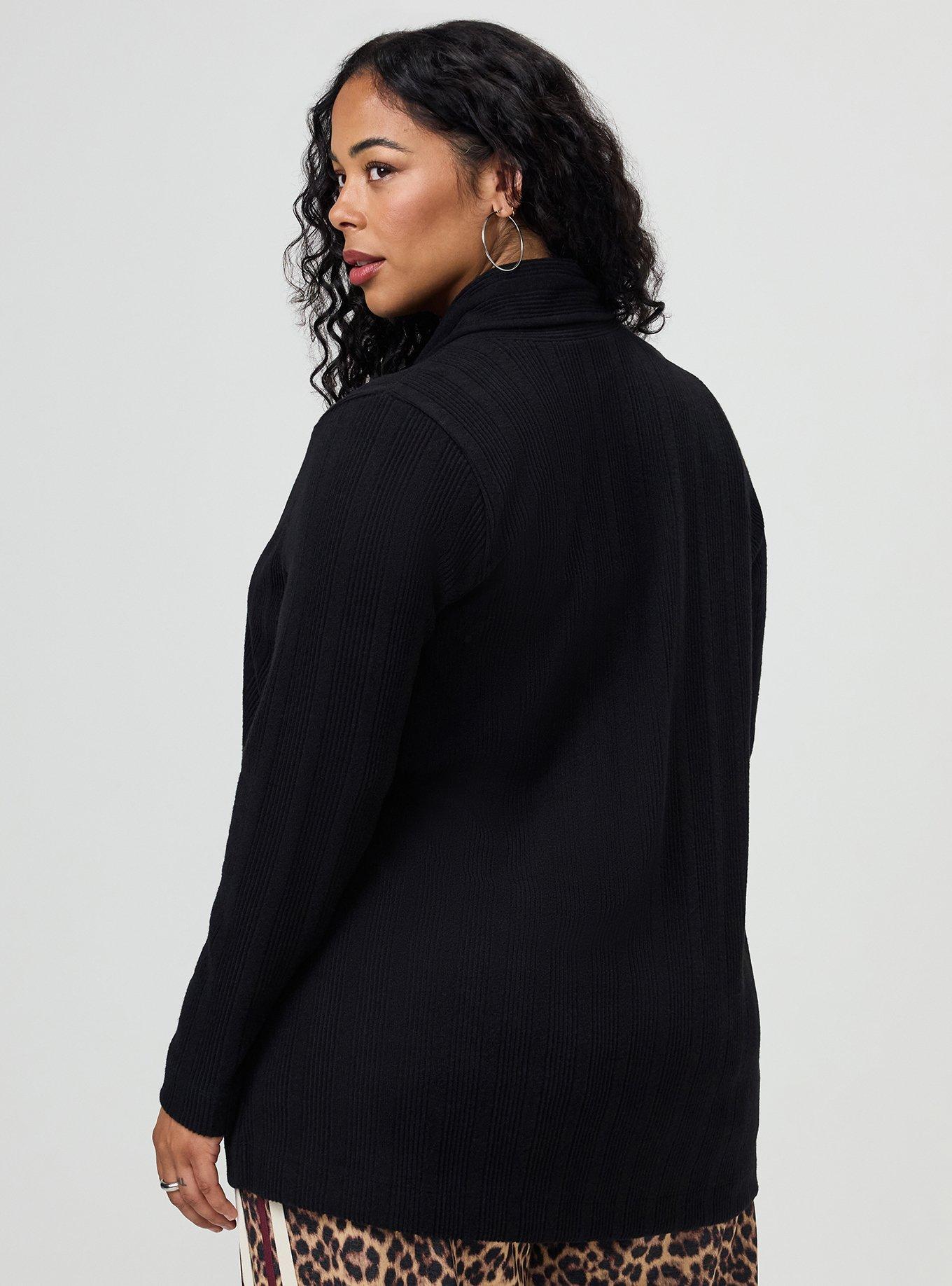 Hacci Open Front Cardigan, DEEP BLACK HACCI, alternate