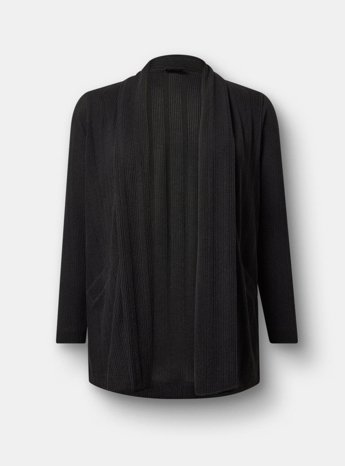 Hacci Open Front Cardigan, DEEP BLACK HACCI, flat