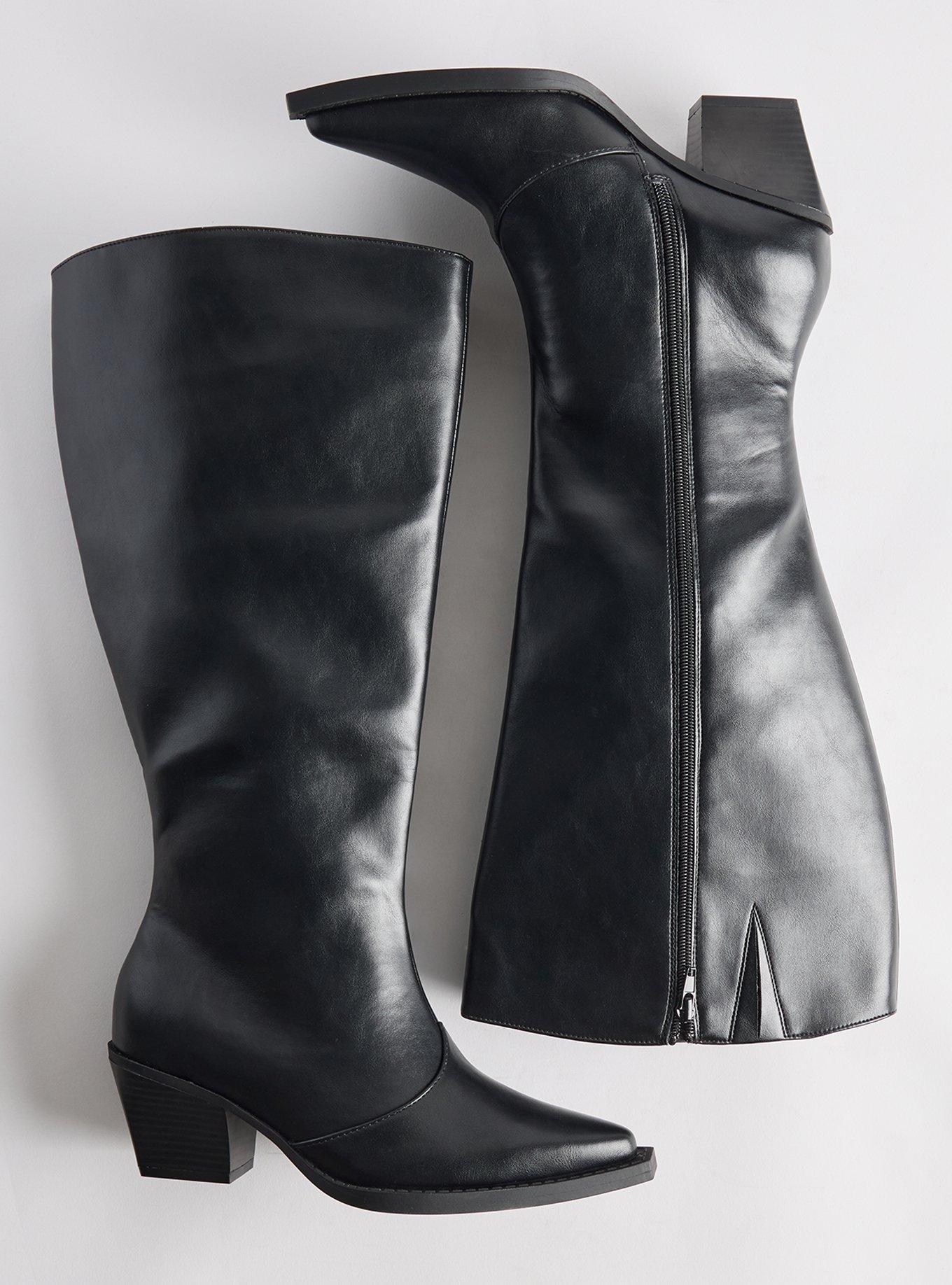 Plus Size Snip Toe Heeled Boot (WW), BLACK, hi-res
