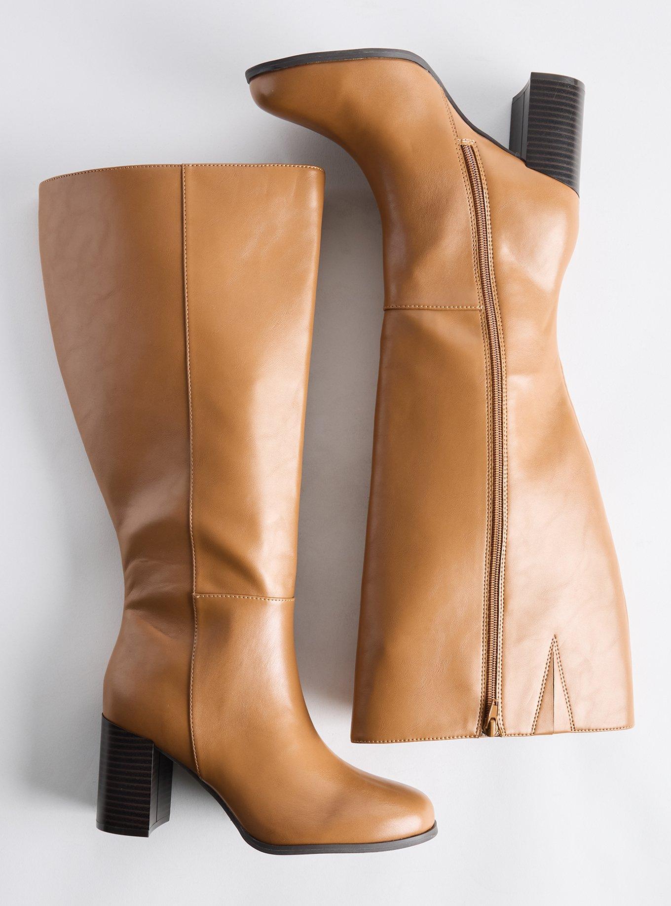 Sleek Heeled Knee Boot (WW), TAN, hi-res