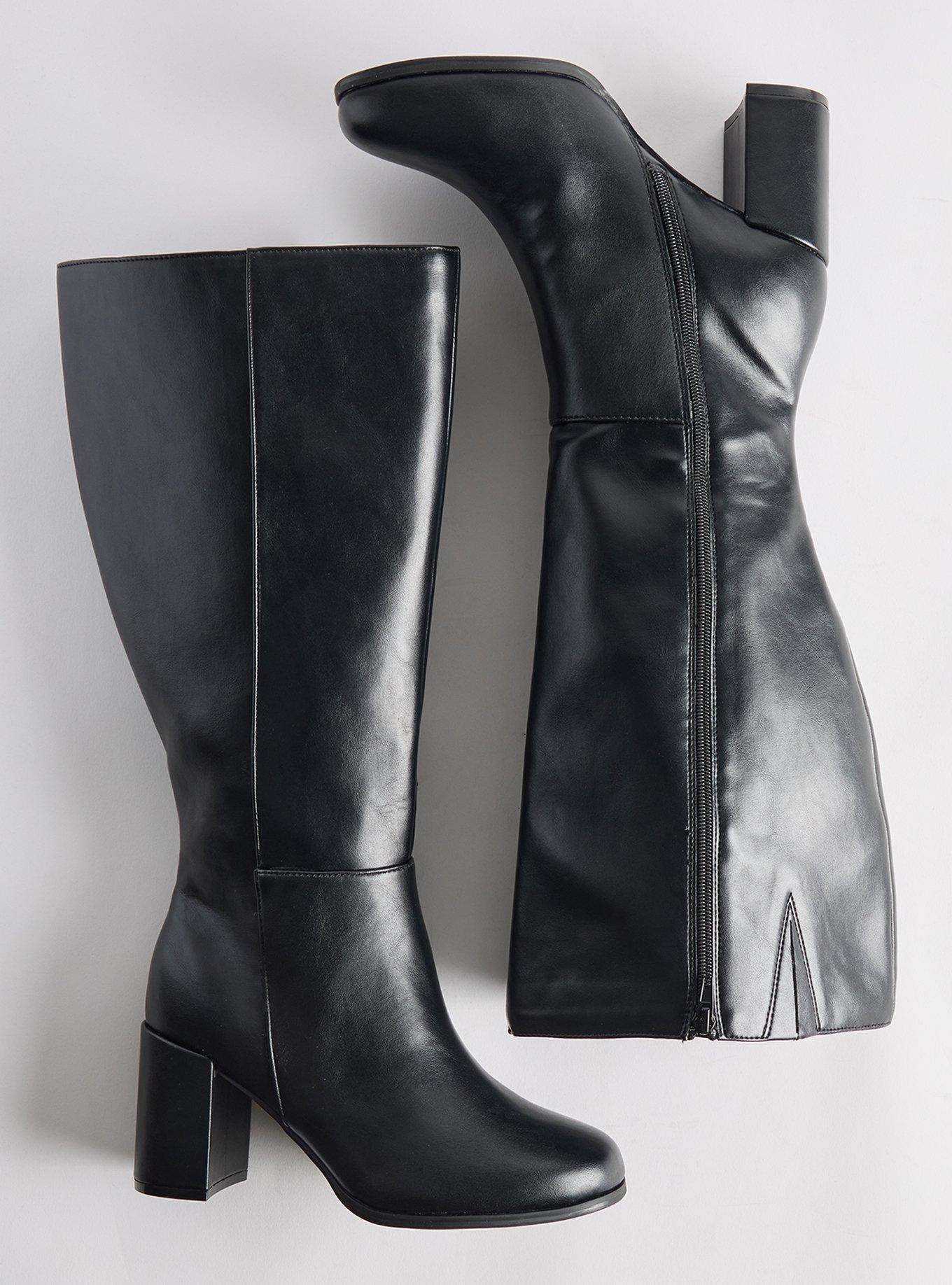 Sleek Heeled Knee Boot (WW), BLACK, hi-res