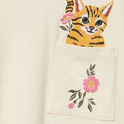 Relaxed Cotton Pocket Tee, BLOOM AND MEOW WHISPER WHITE, swatch