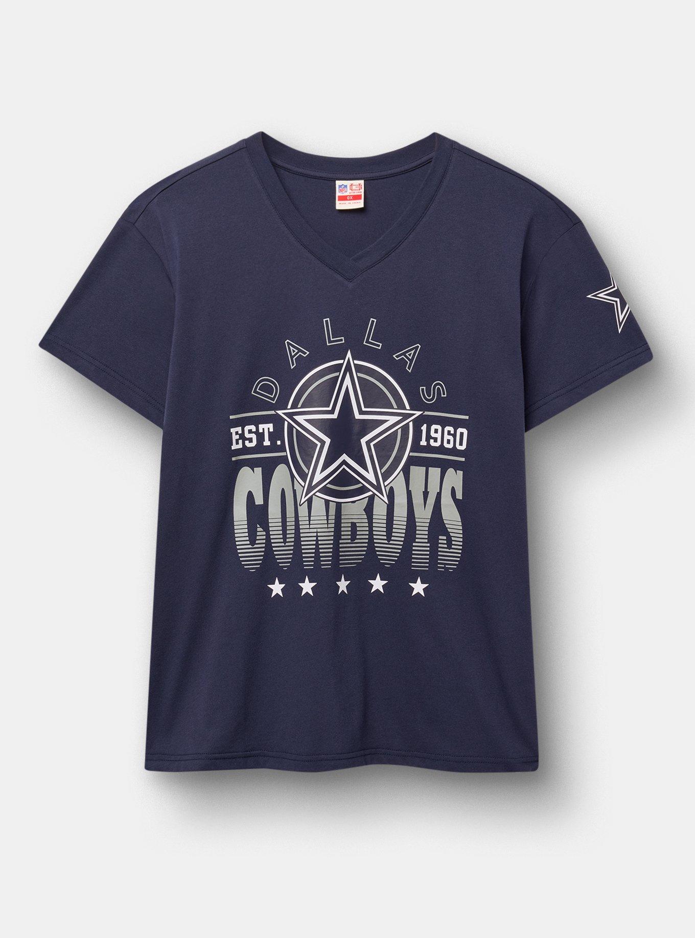 NFL Dallas Cowboys Relaxed Fit V-Neck Tee, NAVY, hi-res