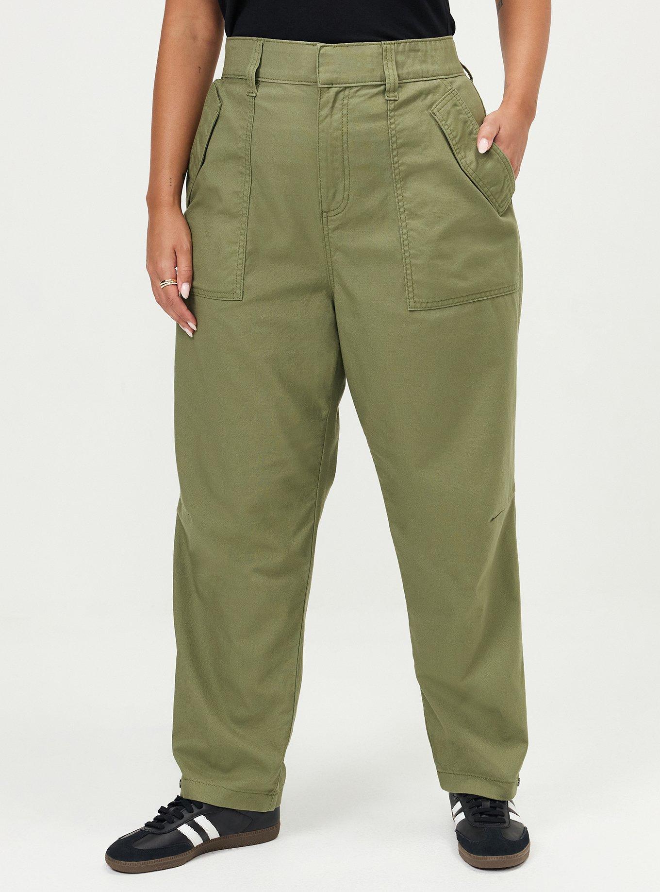 High-Rise Lightweight Canvas Barrel Pant, OLIVINE, alternate